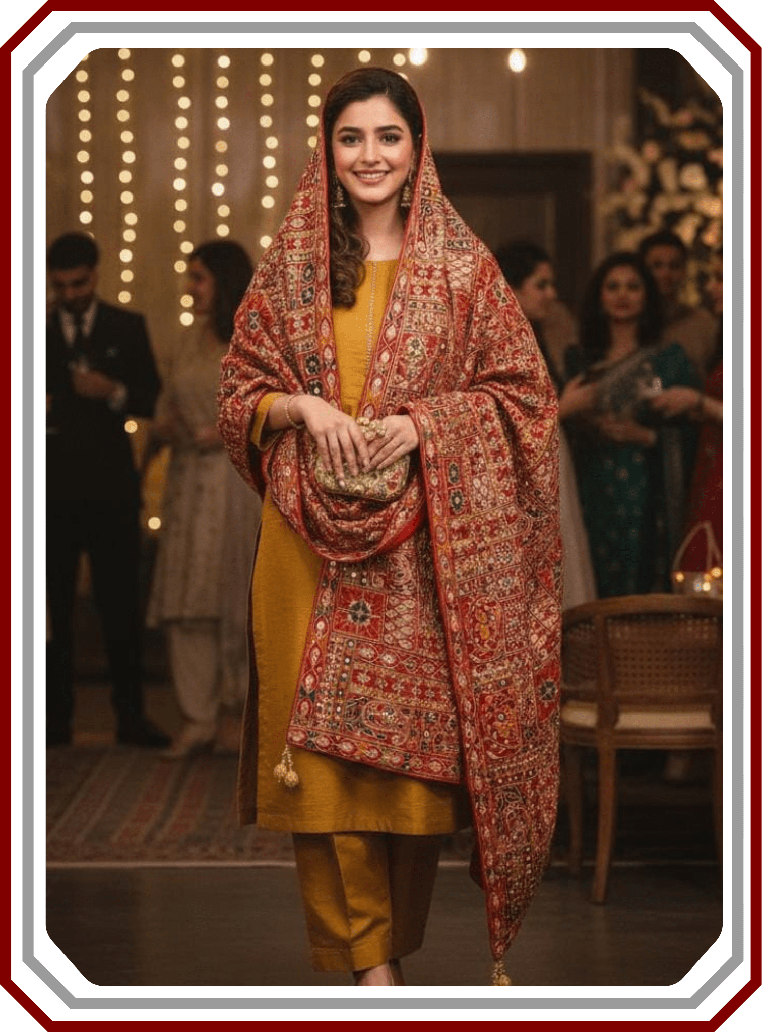 Bakhtawar Organza Dupatta - Mirror, Sheesha & Tassel Work