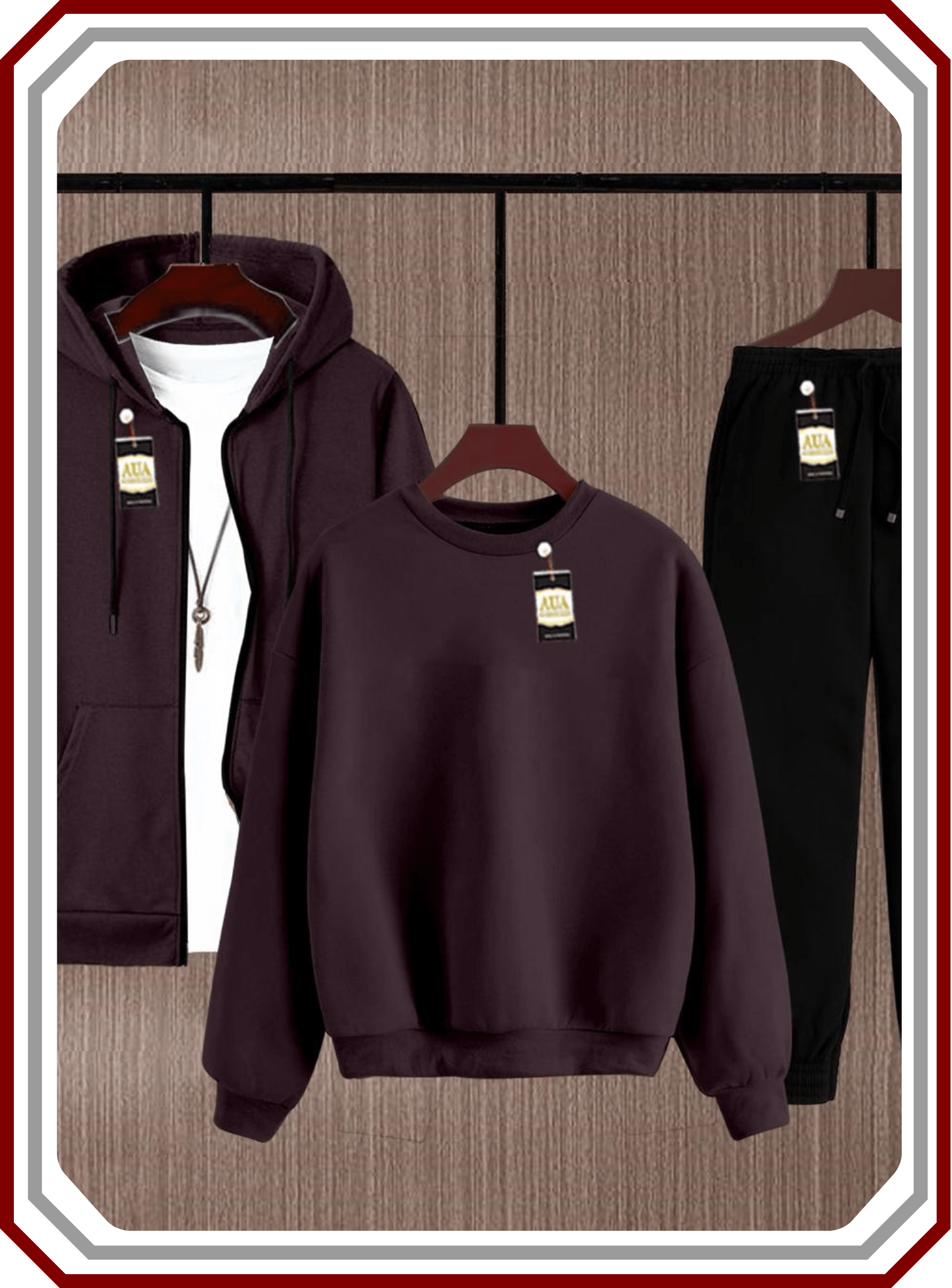 Men's 3 Piece Fleece Winter Suit - Zipper Hoodie, Sweatshirt & Trouser Set 2025 - Pehna Textile