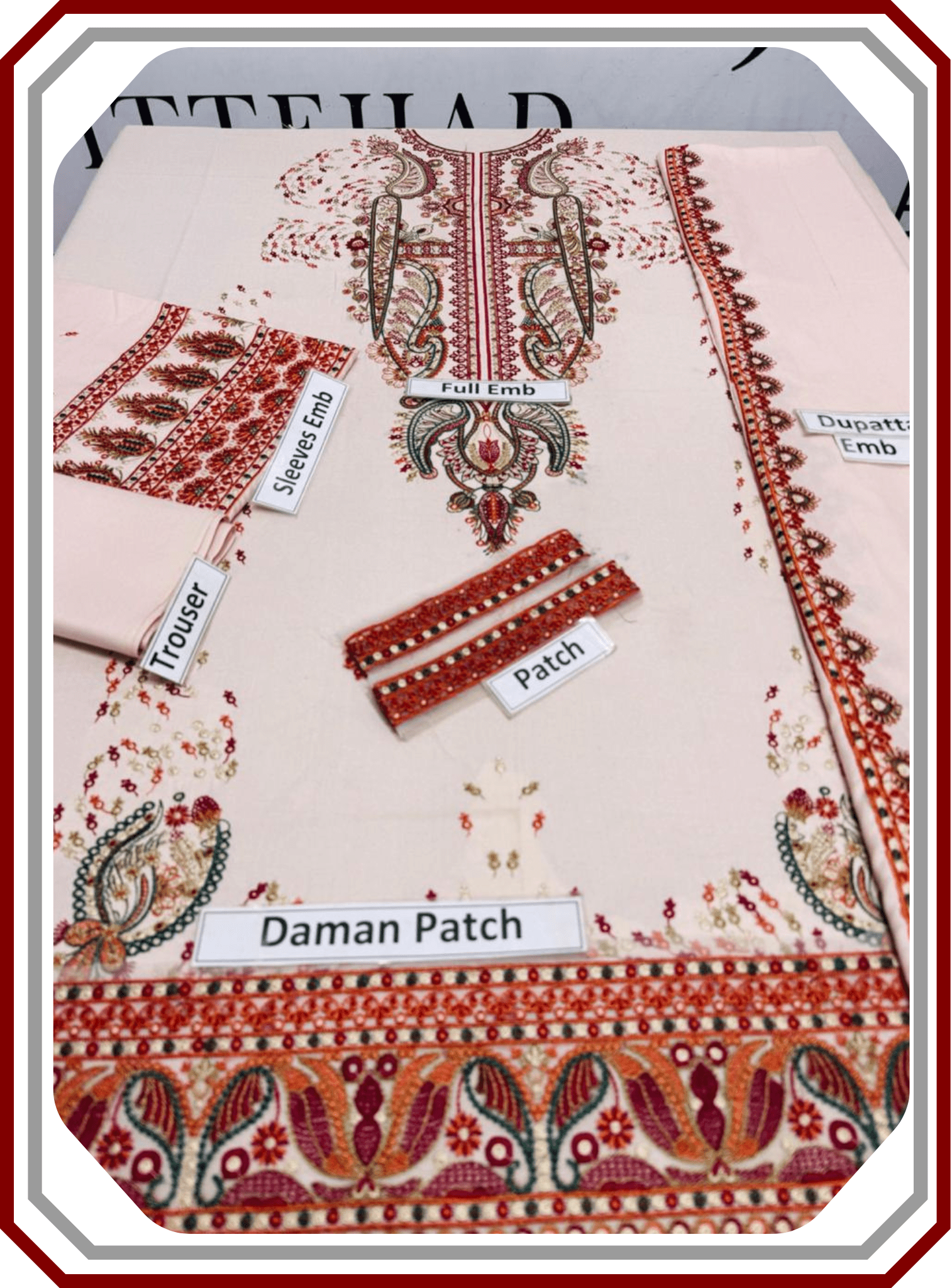 Winter Brand Dhanak Heavy Embroidered Unstitched 3 - Piece Suit – Winter Collection 2025 Vol’25 - Pehna Textile