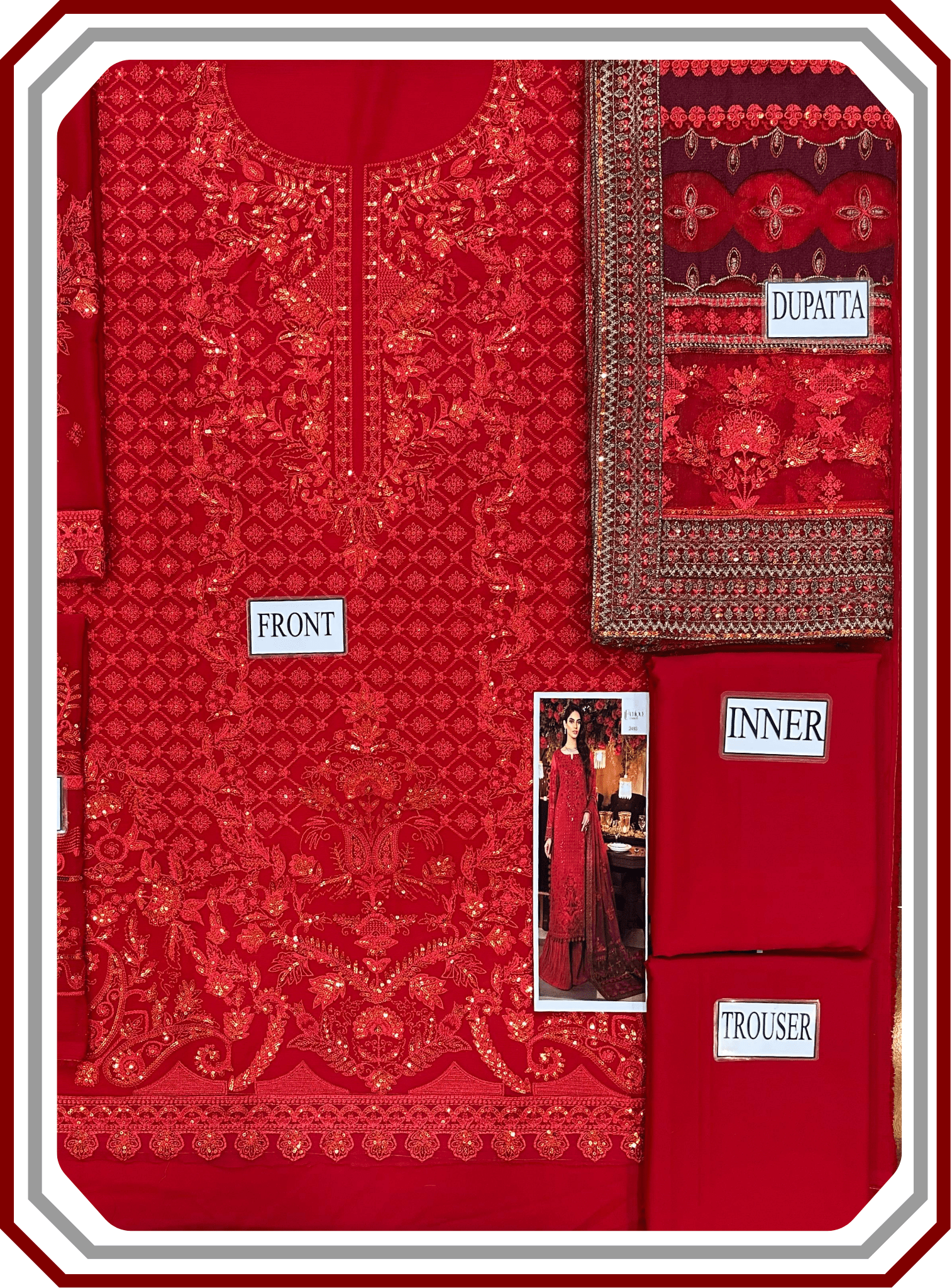 Iznik Chiffon Embroidered Luxury Unstitched Suit – Design 2493 - Pehna Textile