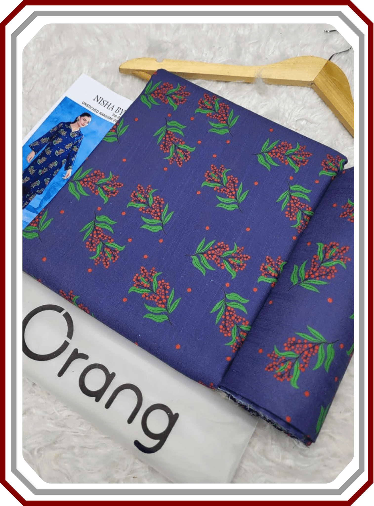 Orang IB Bonanza Printed Khaddar 3.25 Meter Unstitched Winter Suit - Pehna Textile