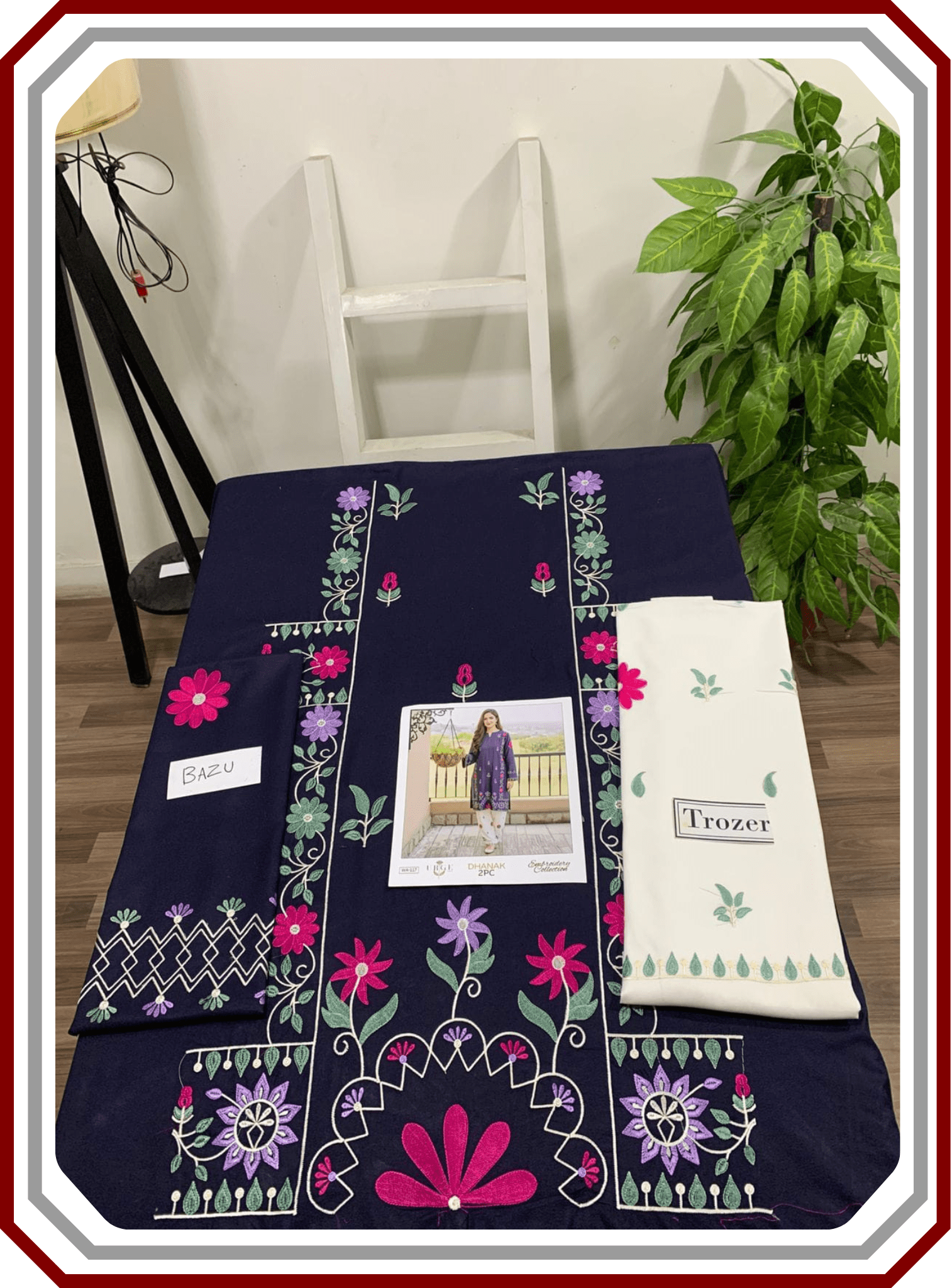 Winter Embroidered Dhanak 2 - Piece Suit - Neck, Sleeves & Daman Work - Pehna Textile