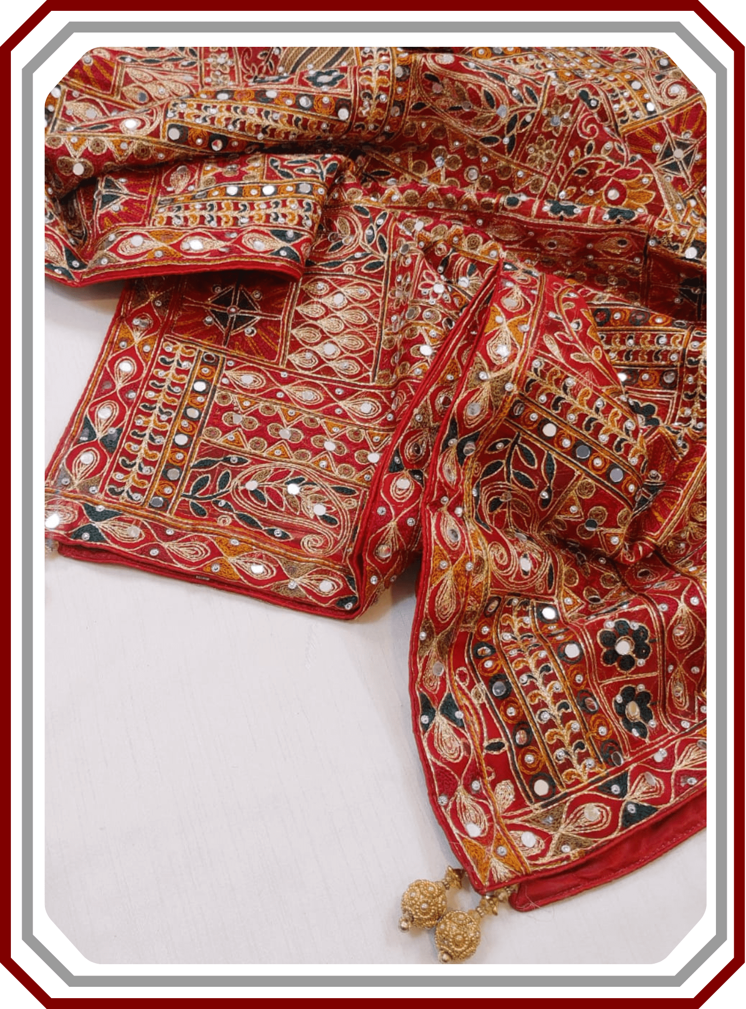 Bakhtawar Organza Dupatta - Mirror, Sheesha & Tassel Work