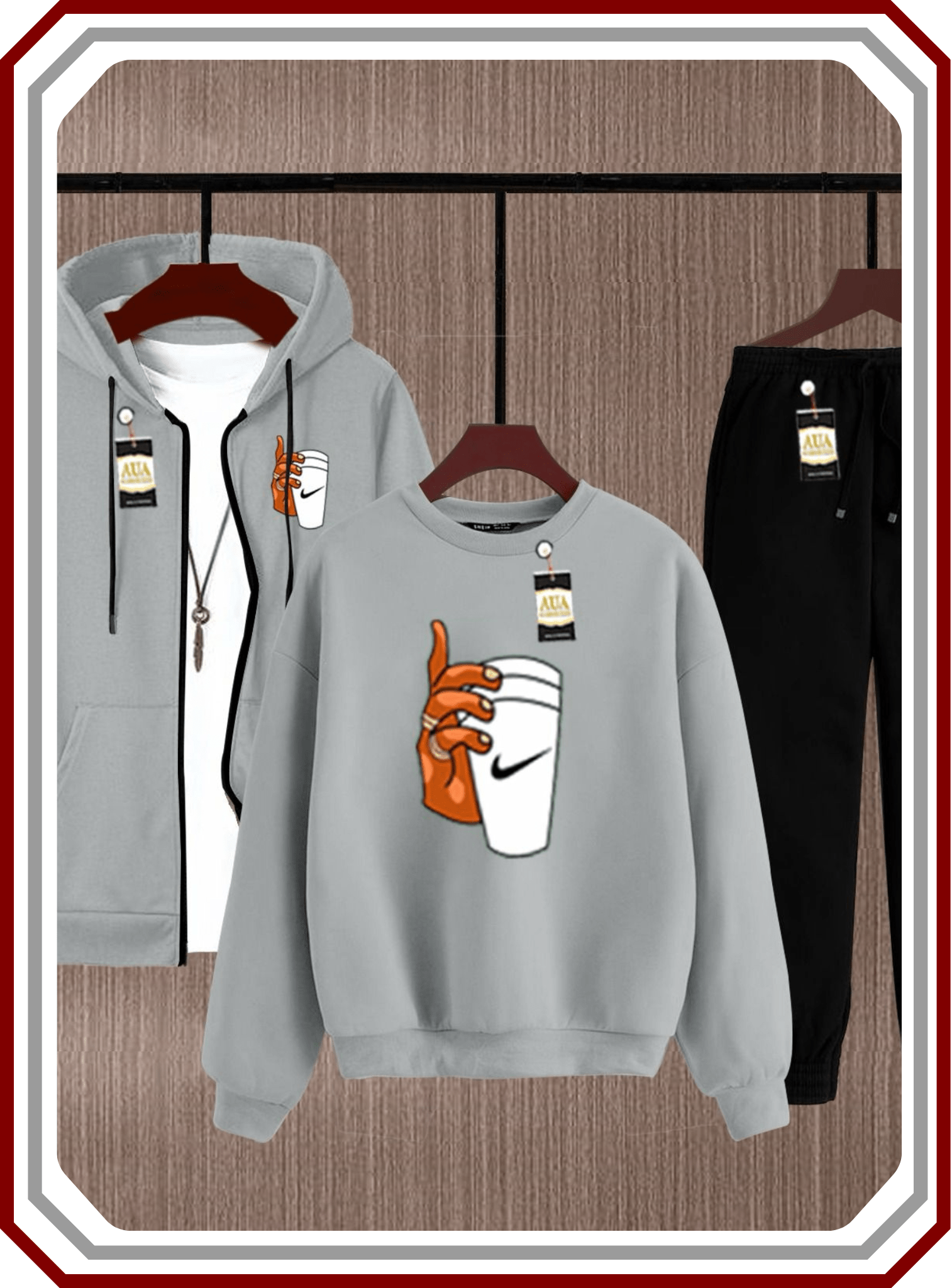 Men's Premium 3 - Piece Fleece Winter Kit - Zipper, Sweatshirt & Trouser Ensemble - Pehna Textile