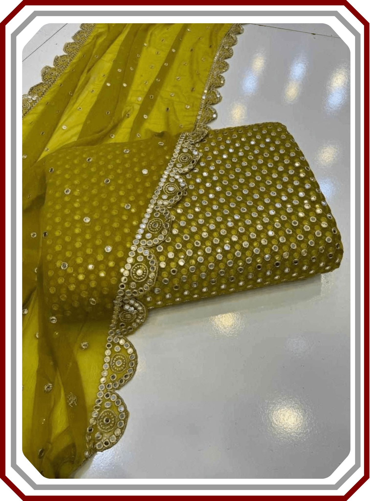 Boutique Style Heavy 9mm Embroidered Chiffon Suit with Cutwork Dupatta (Unstitched) - Pehna Textile