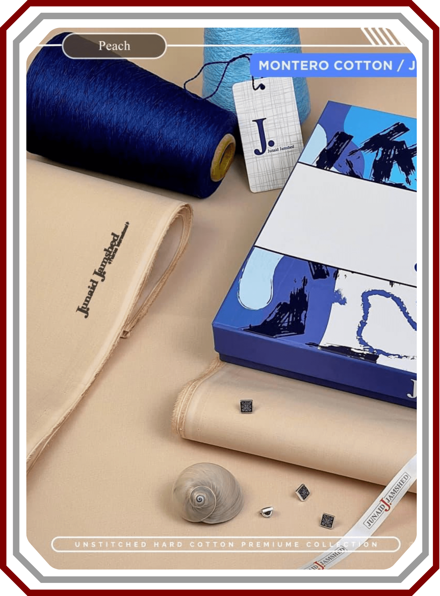 J. Junaid Jamshed Men's Premium Hard Cotton - Silver Finish Executive Suit - Pehna Textile