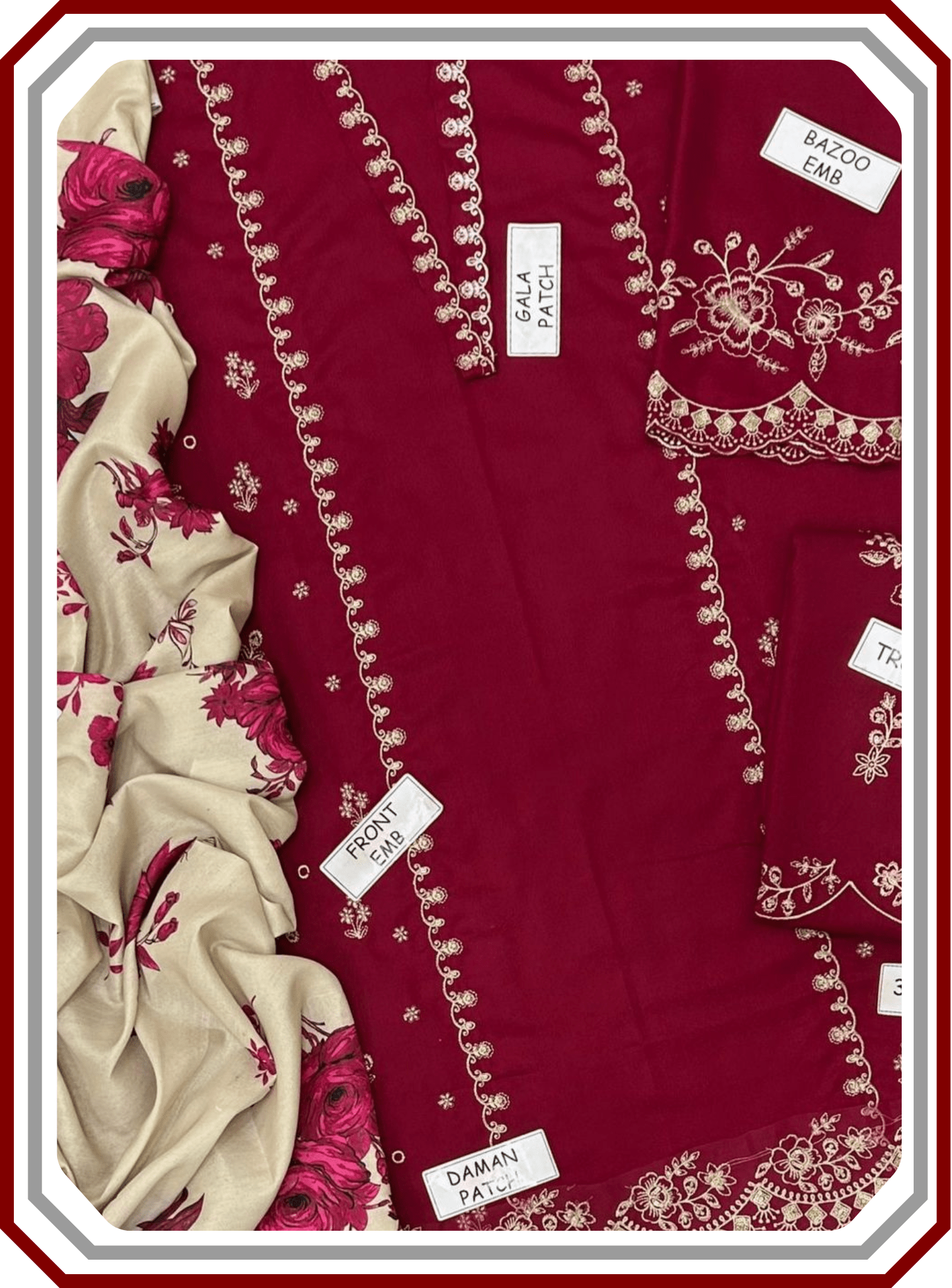 Zara Shahjahan Dhanak Suit - Embroidered Trouser & Digital Dupatta - Pehna Textile