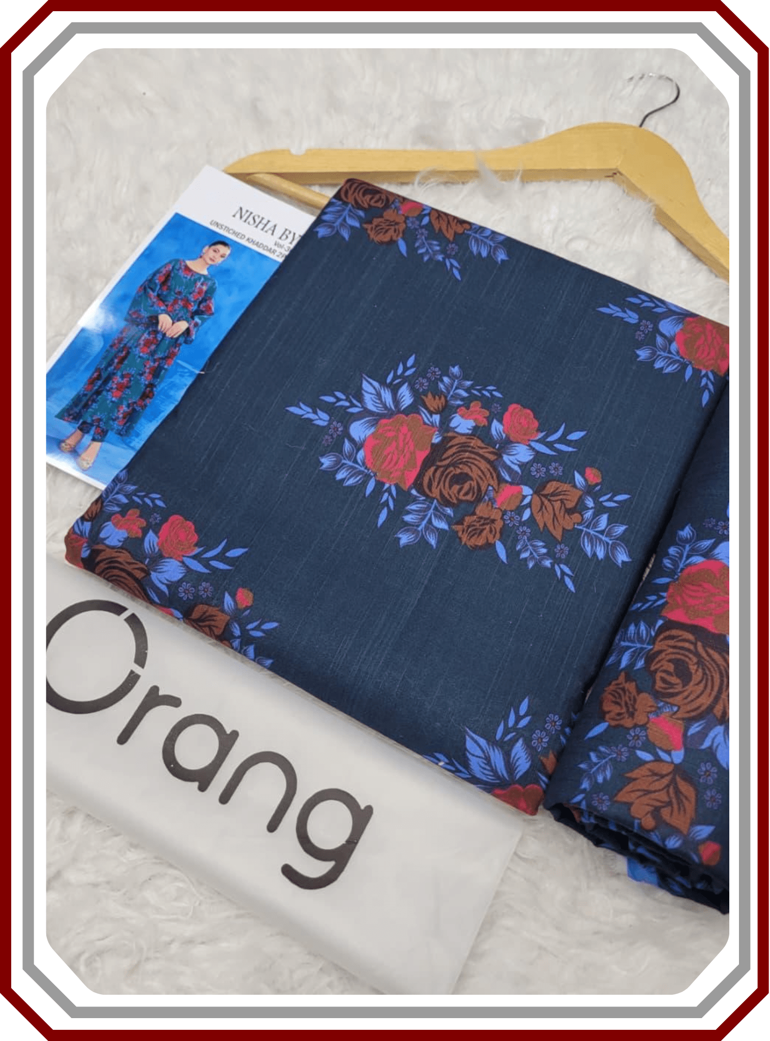 Orang IB Bonanza Printed Khaddar 3.25 Meter Unstitched Winter Suit - Pehna Textile