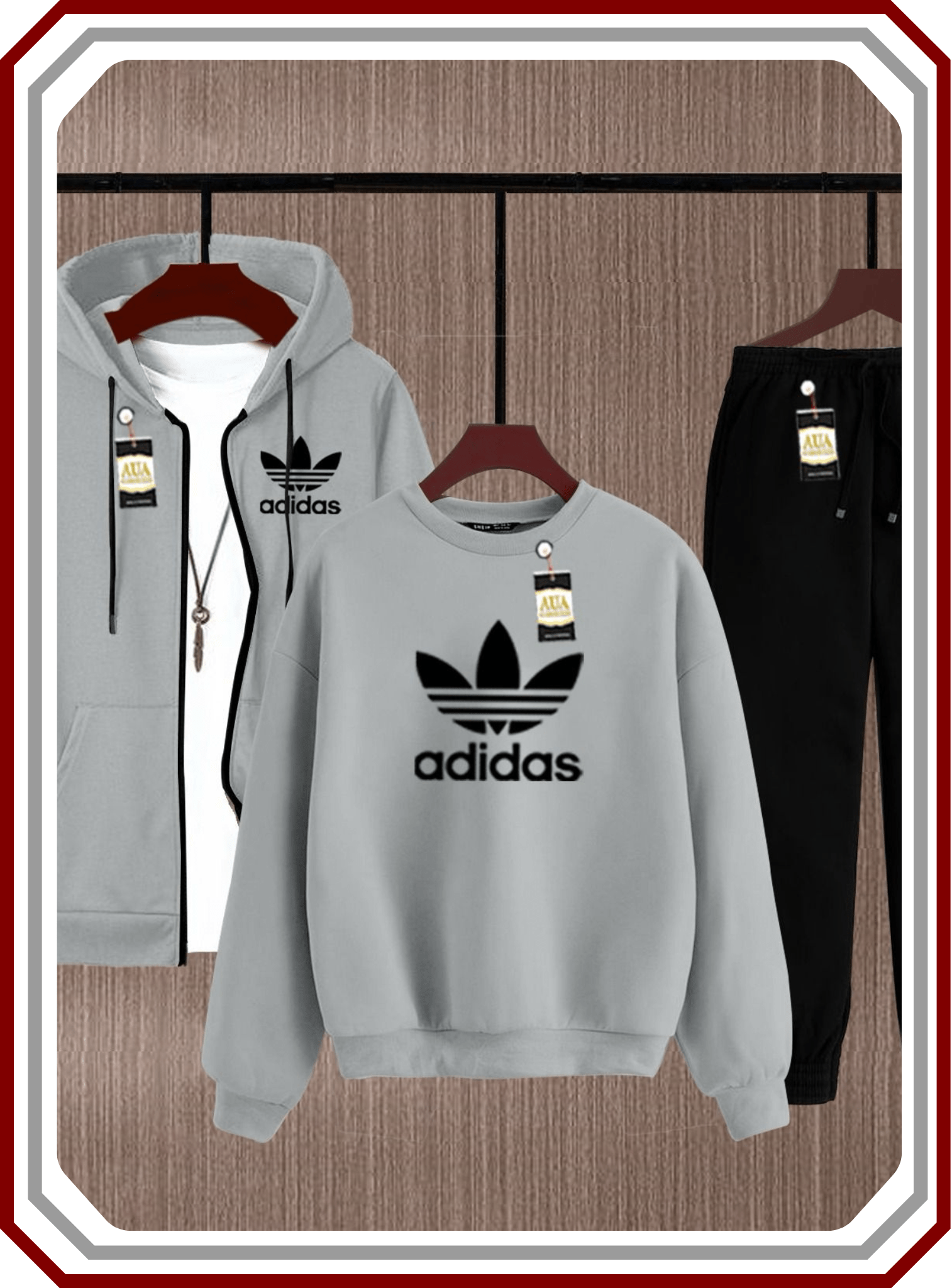 Men's 3 - Piece Winter Jogger Set - Fleece Zipper, Sweatshirt & Trouser Co - ord - Pehna Textile