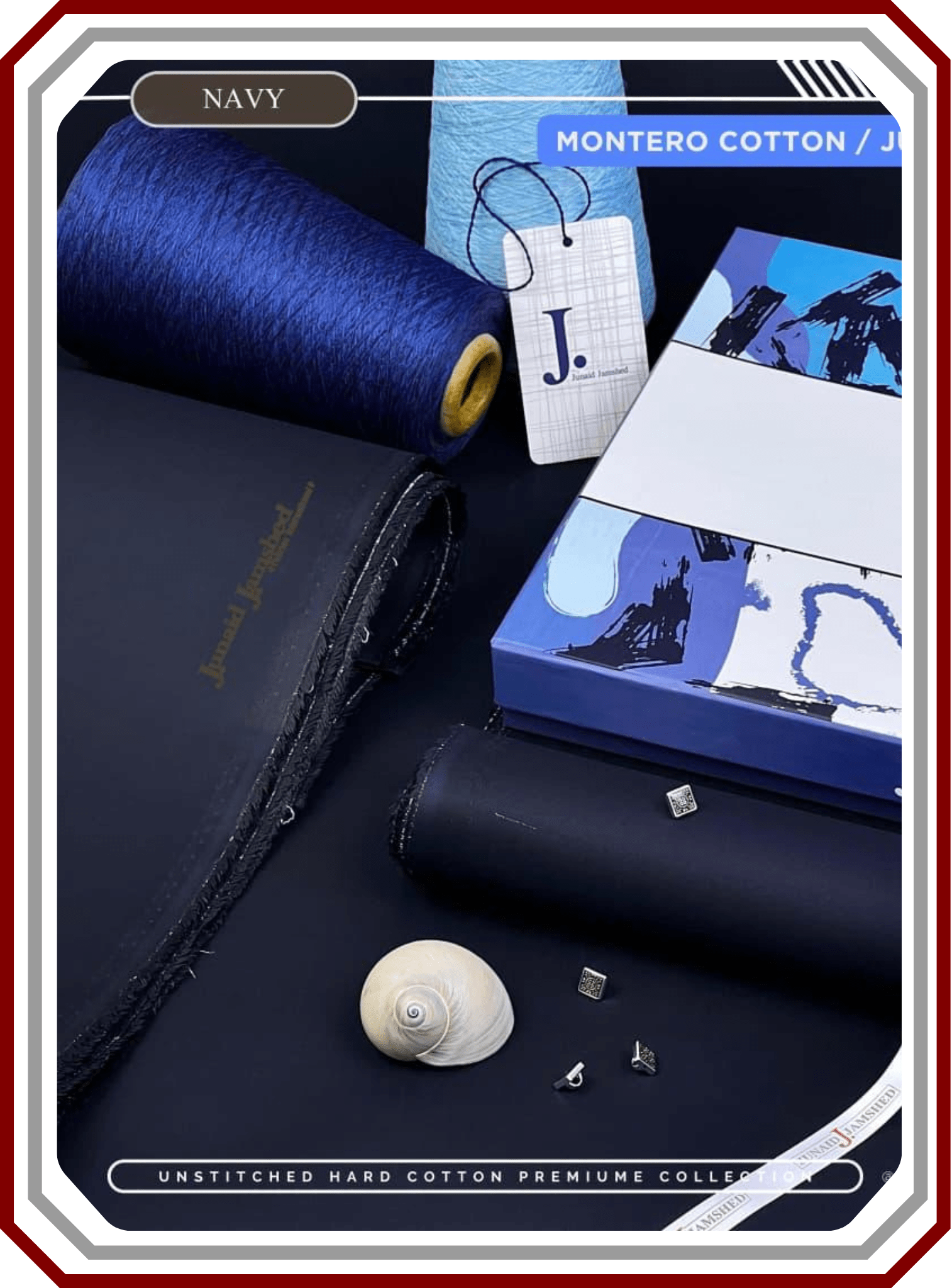 Junaid Jamshed Hard Cotton Men's Suit - Silver Finish (4.5 Meters) - Pehna Textile