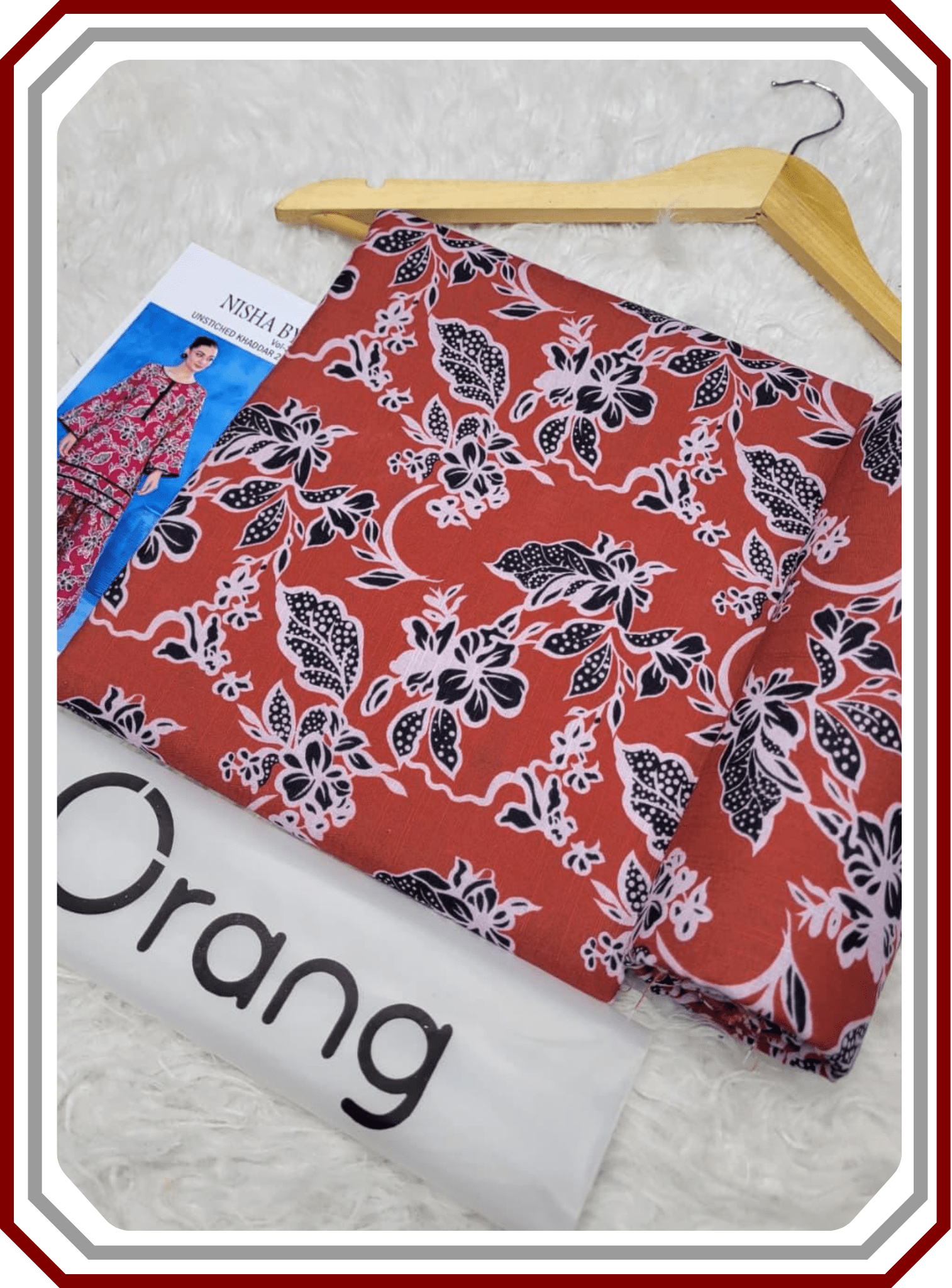 Orang IB Bonanza Printed Khaddar 3.25 Meter Unstitched Winter Suit - Pehna Textile