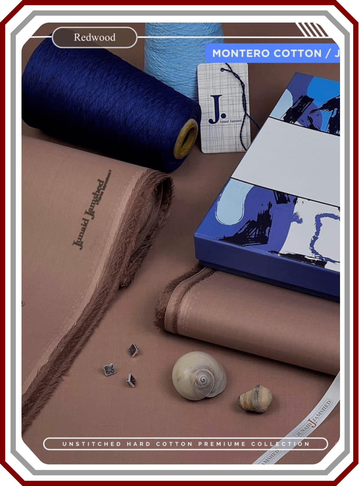 Junaid Jamshed Hard Cotton Men's Suit - Silver Finish (4.5M) - Pehna Textile