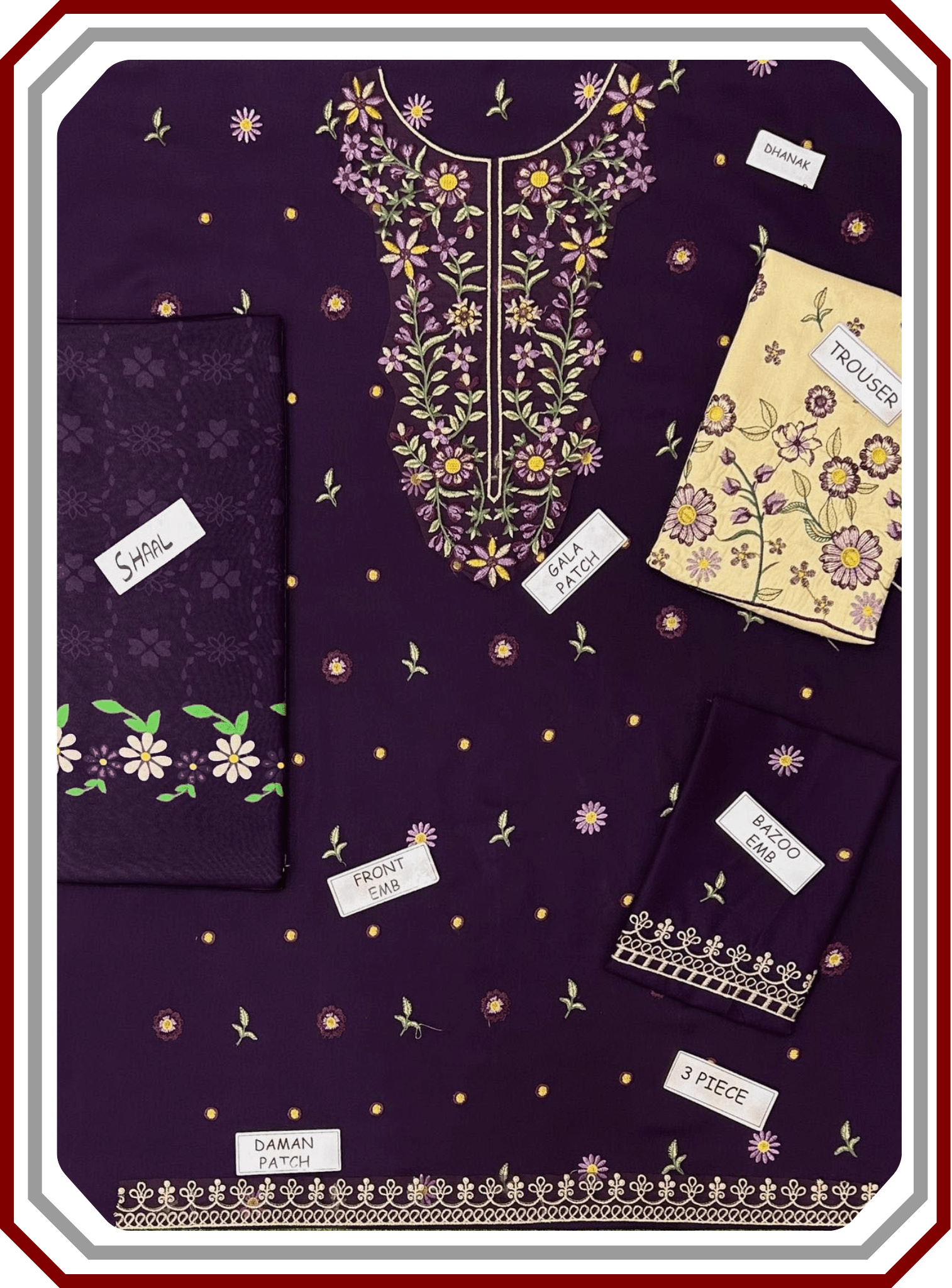 Iznik Dhanak Unstitched 3PC Winter Suit 2025 Embroidered Edition - Pehna Textile