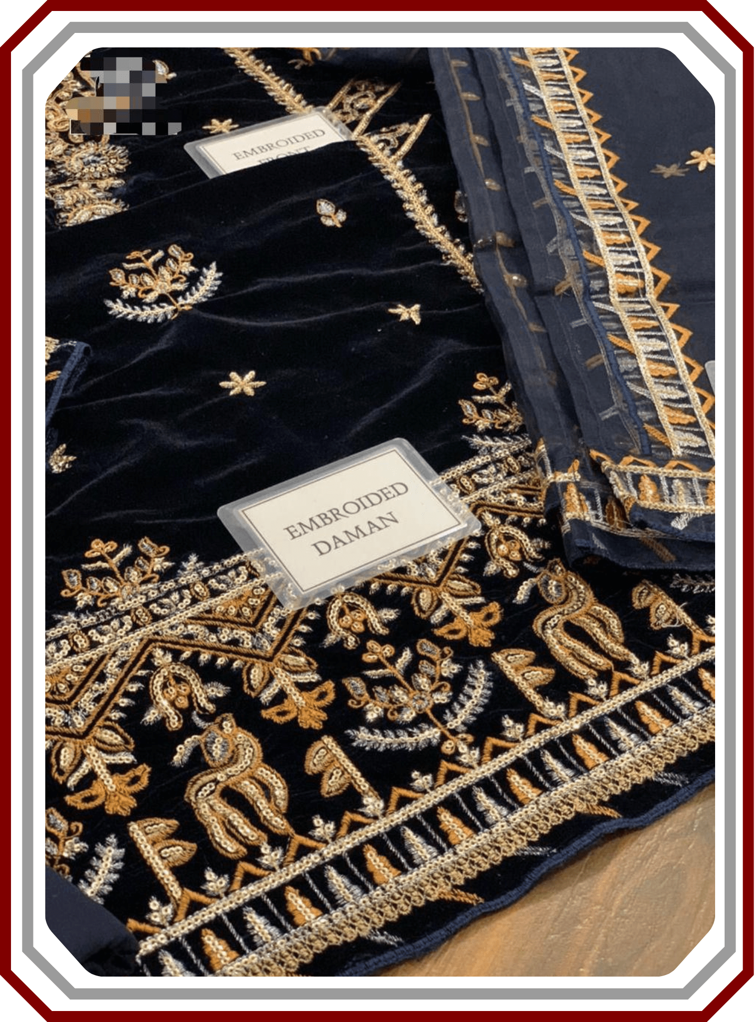 Asim Jofa Ayeza Makhmal Collection - Micro 9000 Velvet Suit with Cutwork Net Dupatta (Unstitched) - Pehna Textile