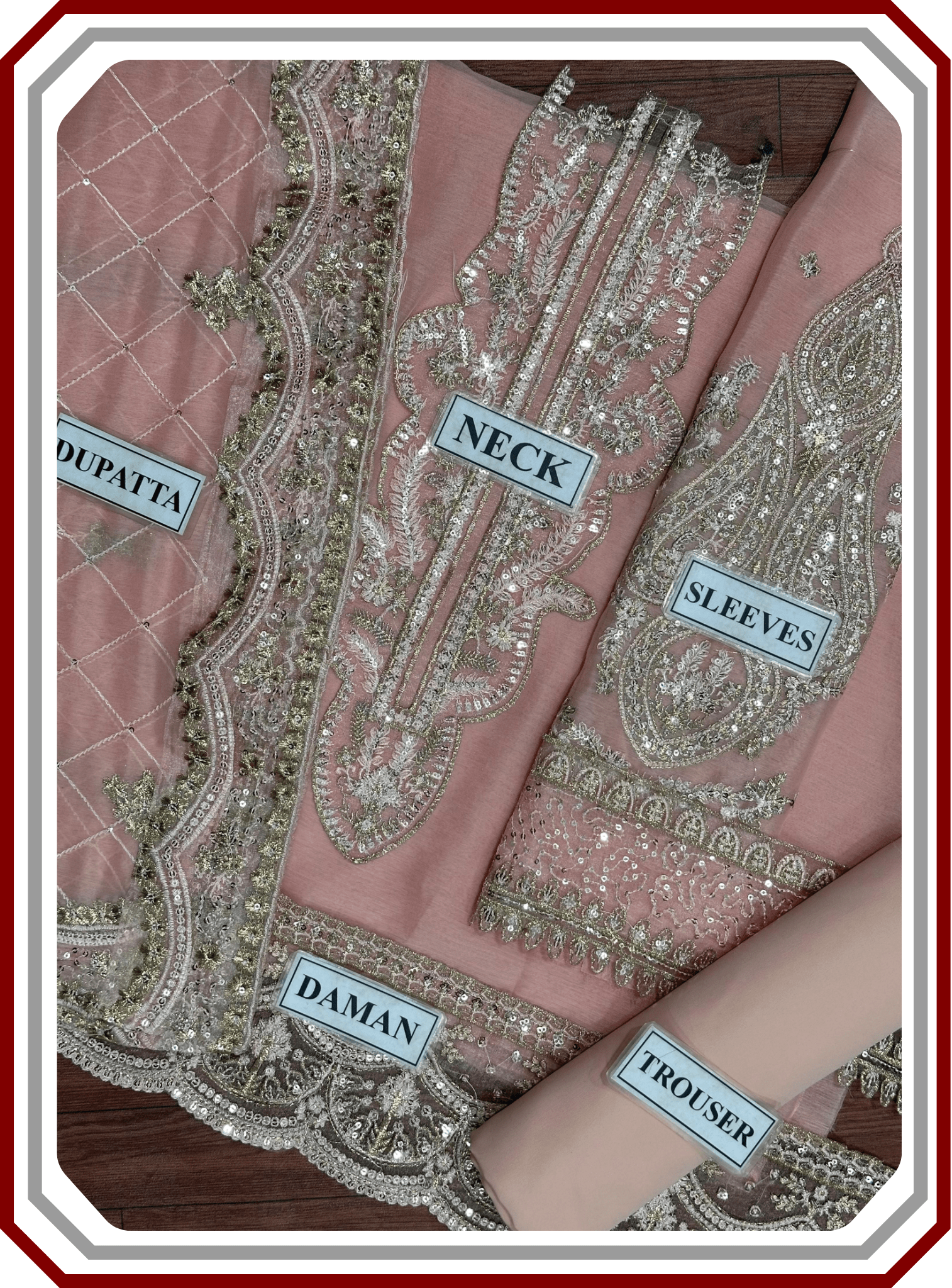 Neeshay Replica Chiffon Suit - Heavy Sequence Work (Unstitched) - Pehna Textile