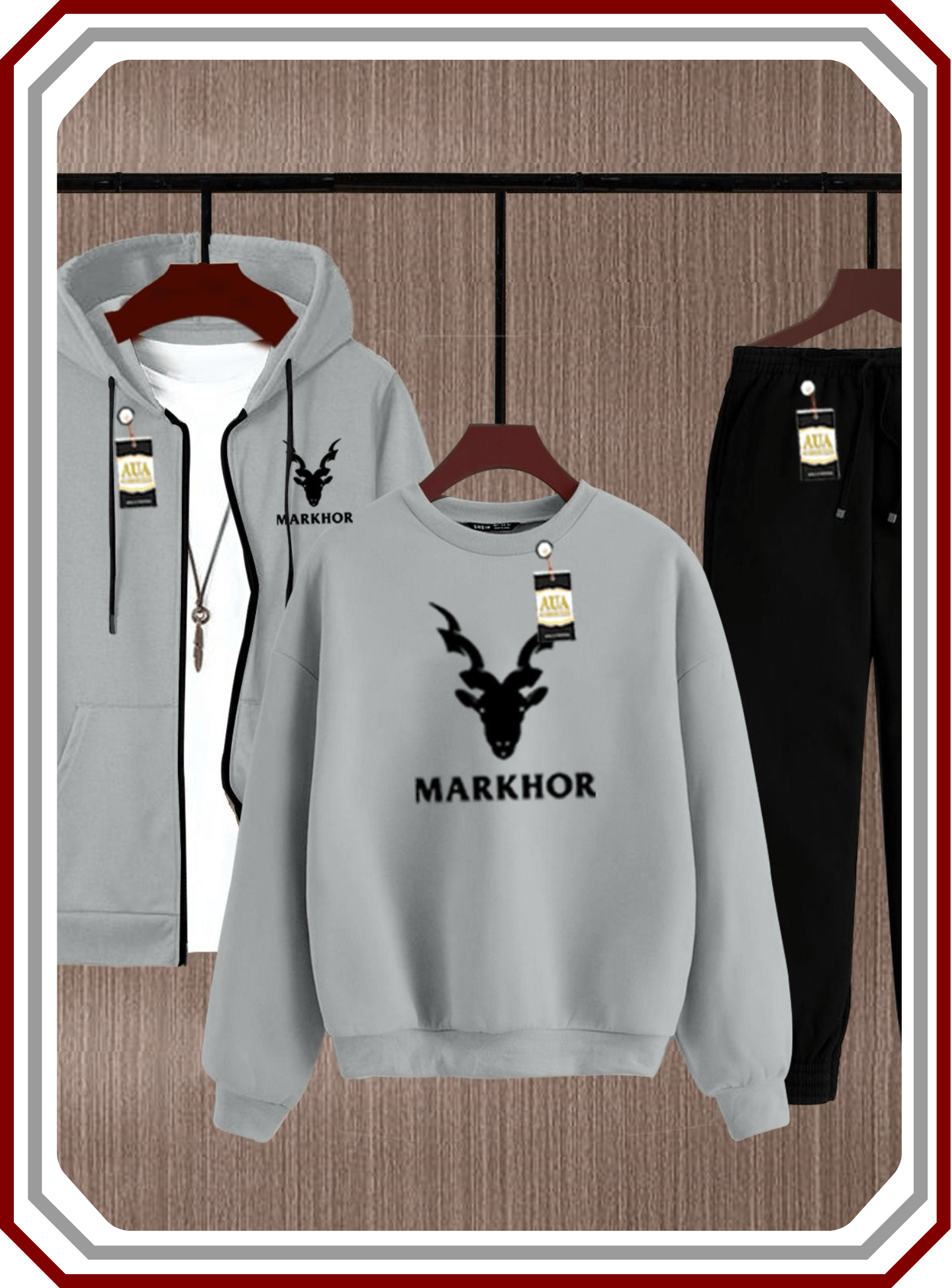 Men's 3 Piece Fleece Winter Suit - Zipper Hoodie, Sweatshirt & Trouser Set 2025 - Pehna Textile