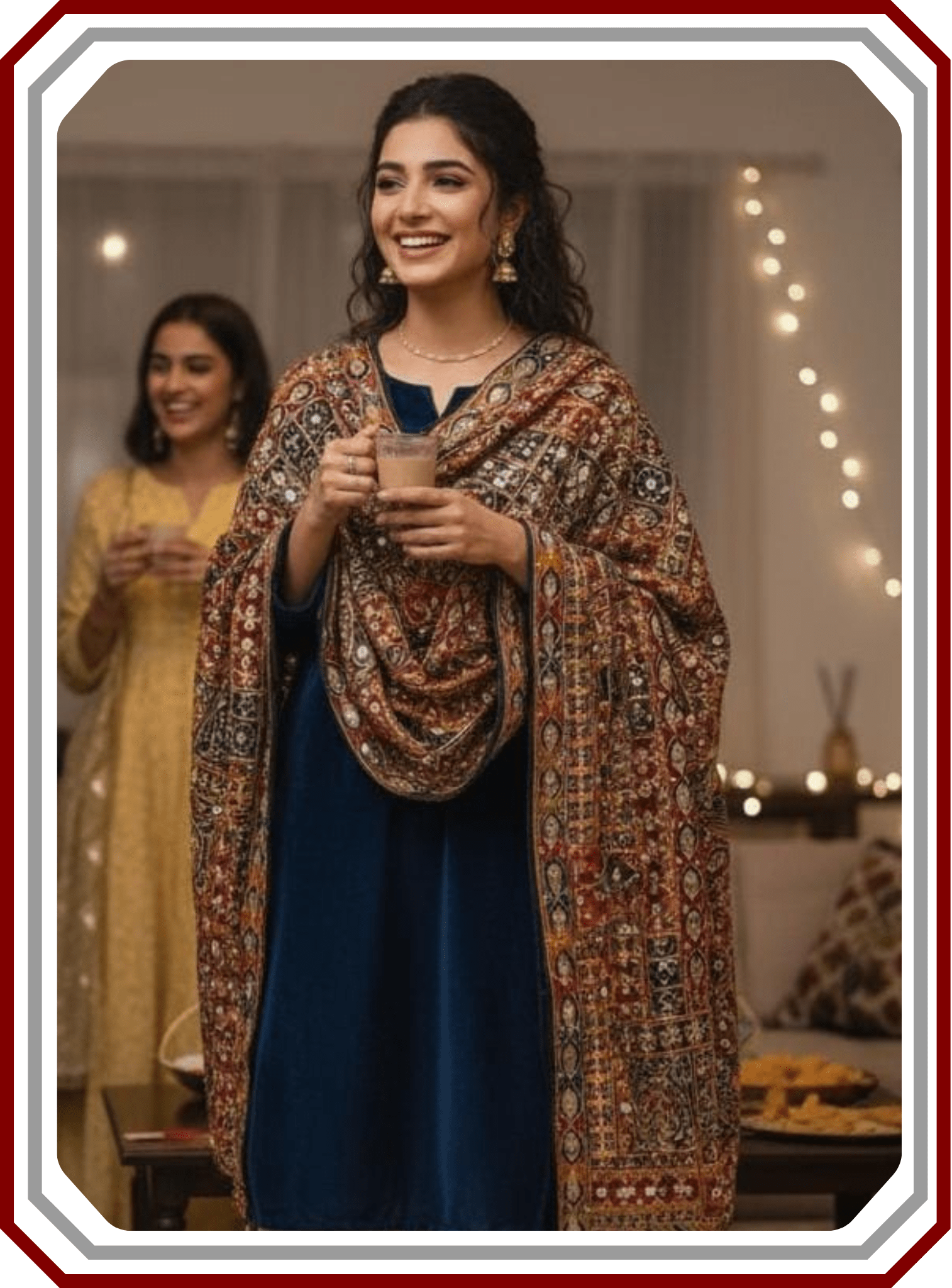 Bakhtawar Organza Dupatta - Mirror, Sheesha & Tassel Work