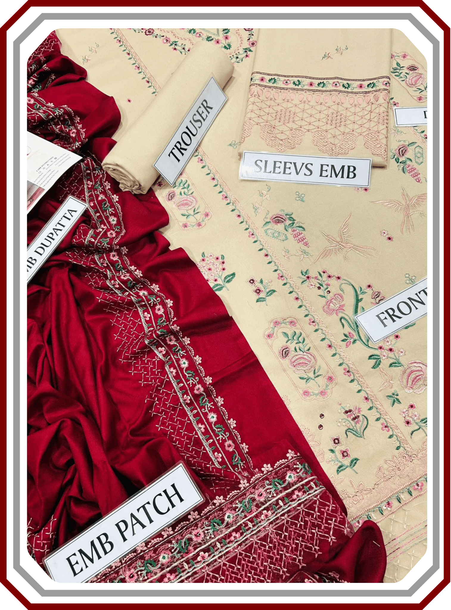 IZEL Luxury Airjet Dhanak Suit - Heavy Embroidered Shawl (Unstitched) - Pehna Textile