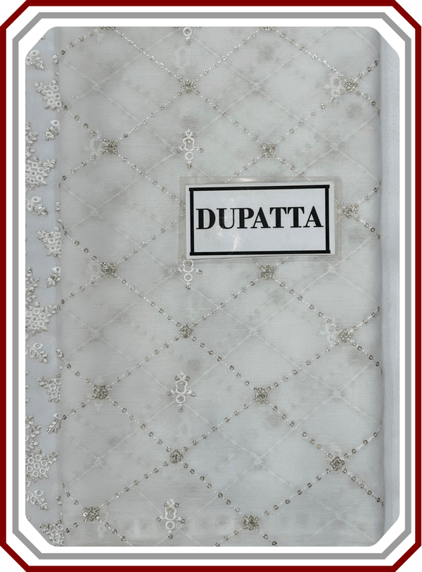 Unique Chiffon Embroidered 3PC Unstitched Suit – Design 2478 - Pehna Textile