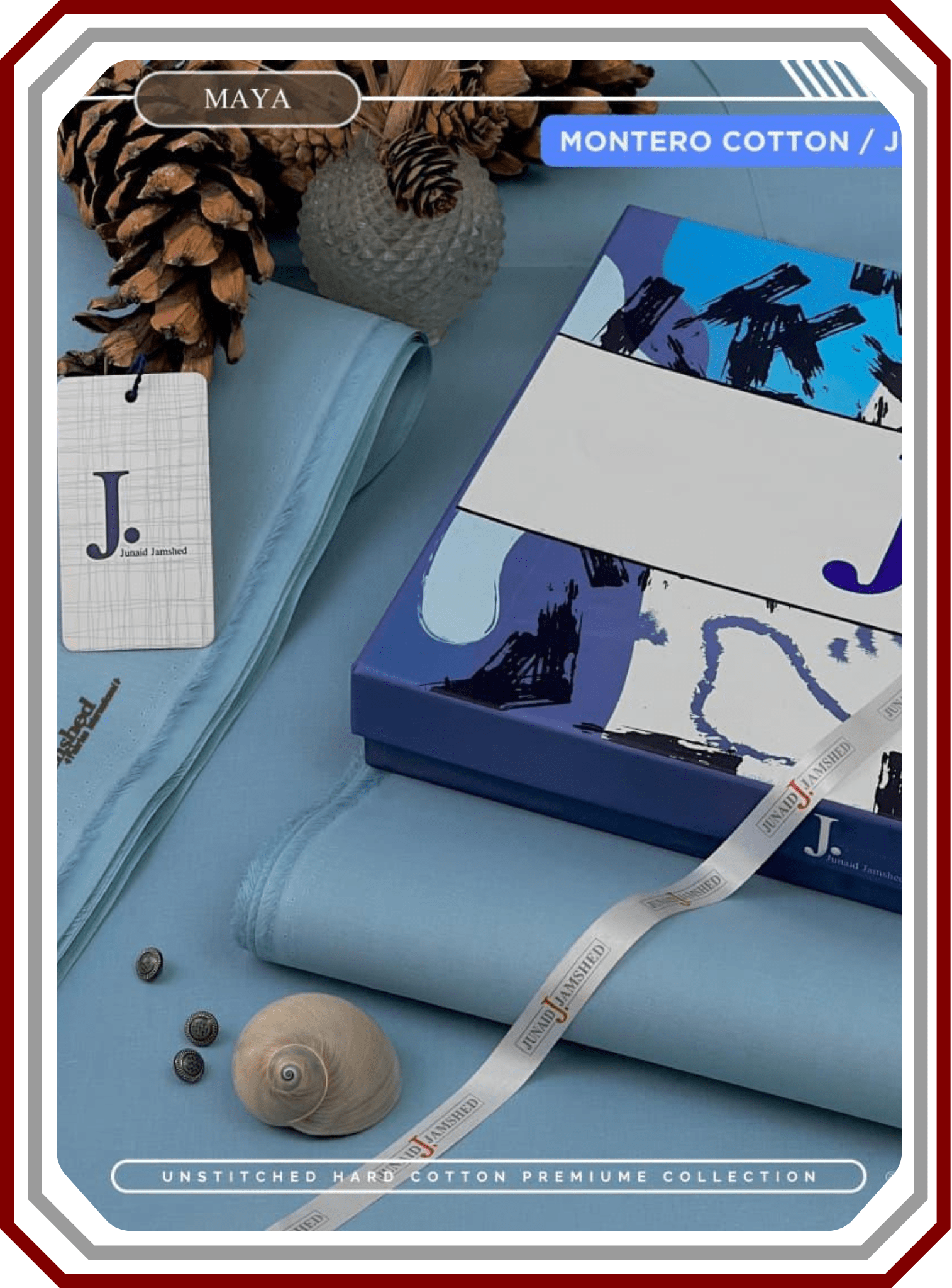 Junaid Jamshed Hard Cotton Men's Suit - Silver Finish (4.5M) - Pehna Textile