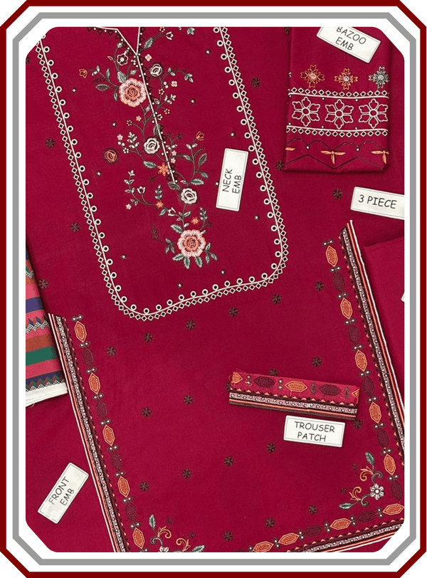 Charizma Dhanak Suit - Heavy Embroidery & Digital Shawl - Pehna Textile