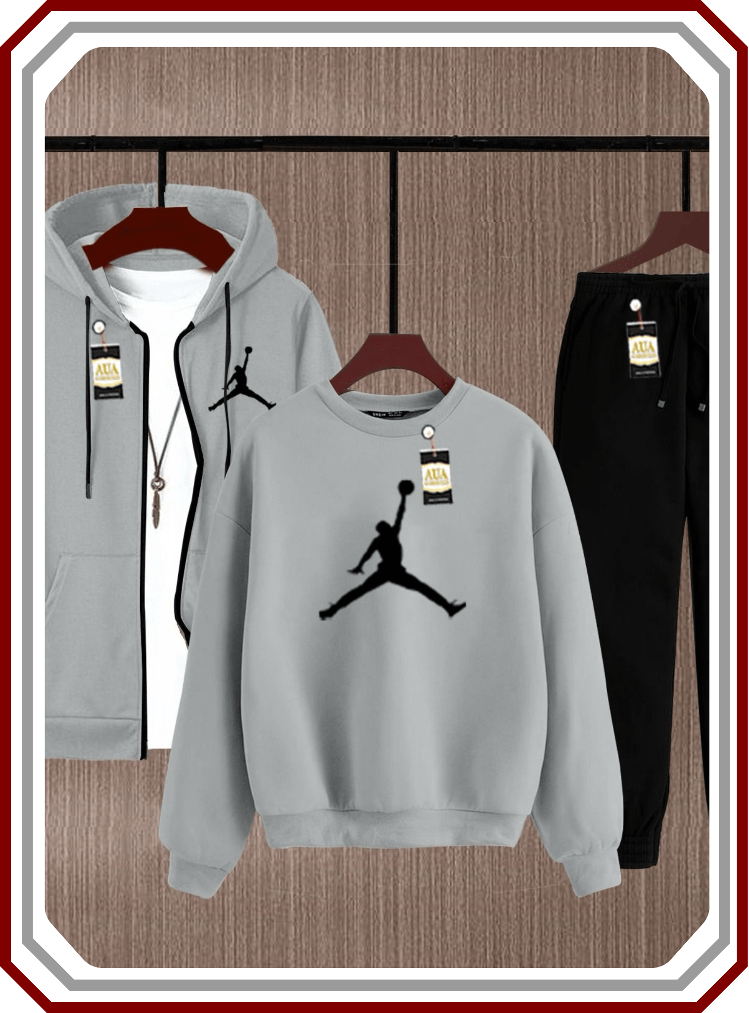 Men's 3 - Piece Winter Tracksuit Bundle - Zipper Hoodie, Sweatshirt & Trouser Fleece Set - Pehna Textile