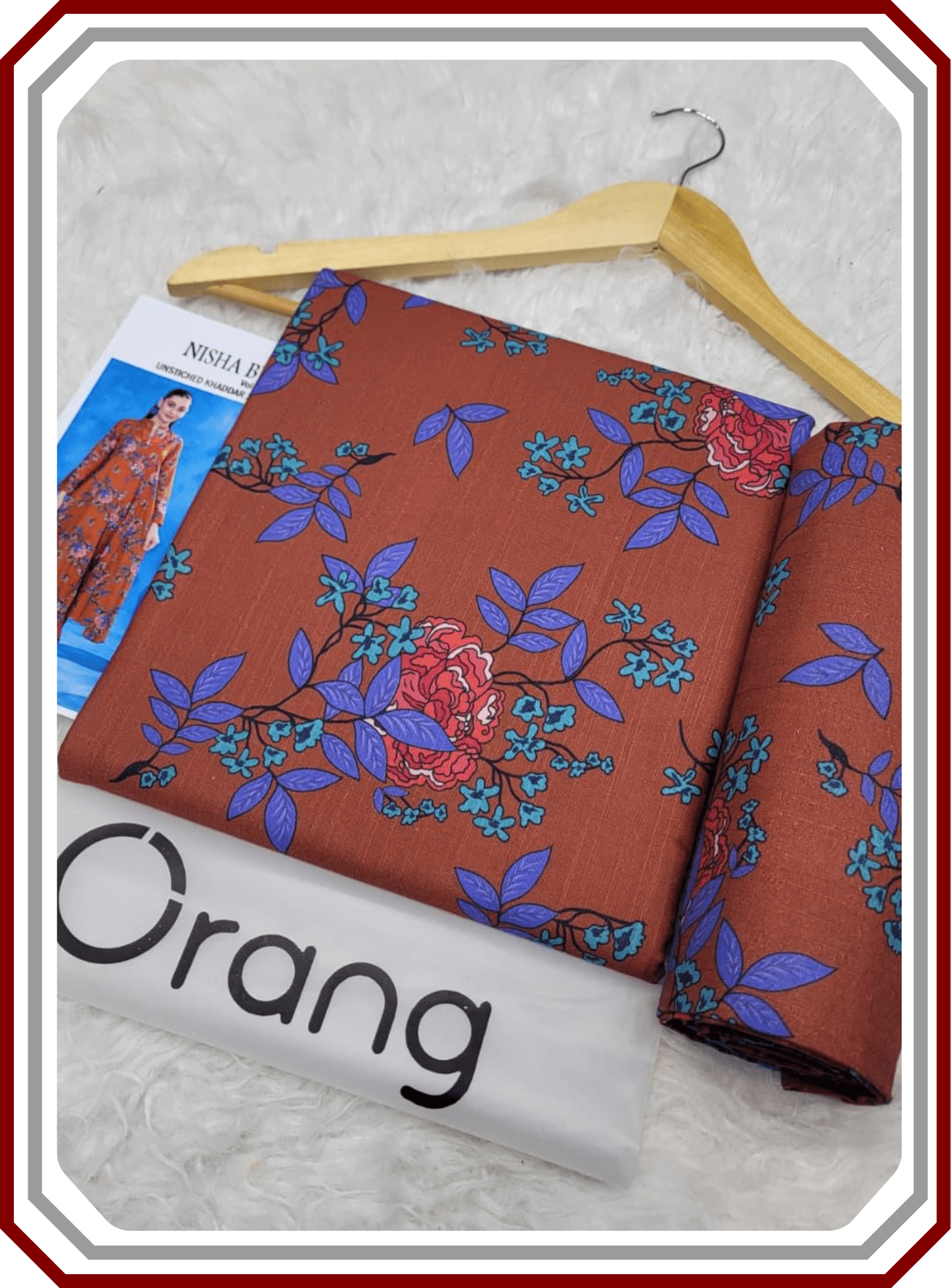 Orang IB Bonanza Printed Khaddar 3.25 Meter Unstitched Winter Suit - Pehna Textile