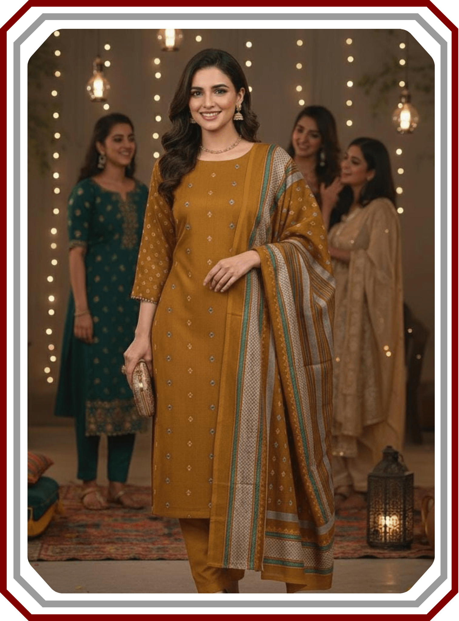 Premium Susi Jacquard Winter 3 - Piece Unstitched Suit (Luxury Fabric) - Pehna Textile