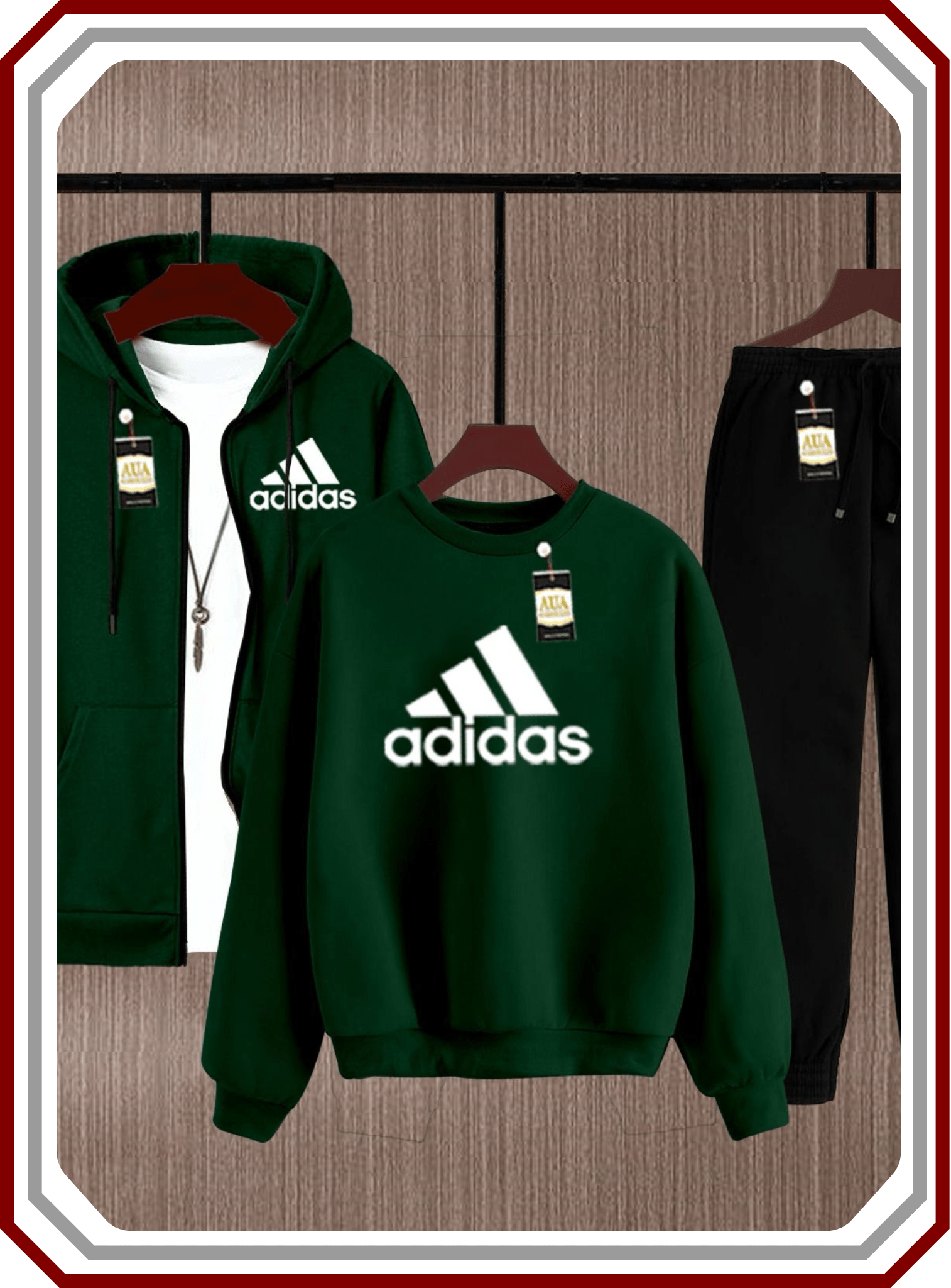 Men's 3 - Piece Winter Tracksuit Bundle - Zipper Hoodie, Sweatshirt & Trouser Fleece Set - Pehna Textile