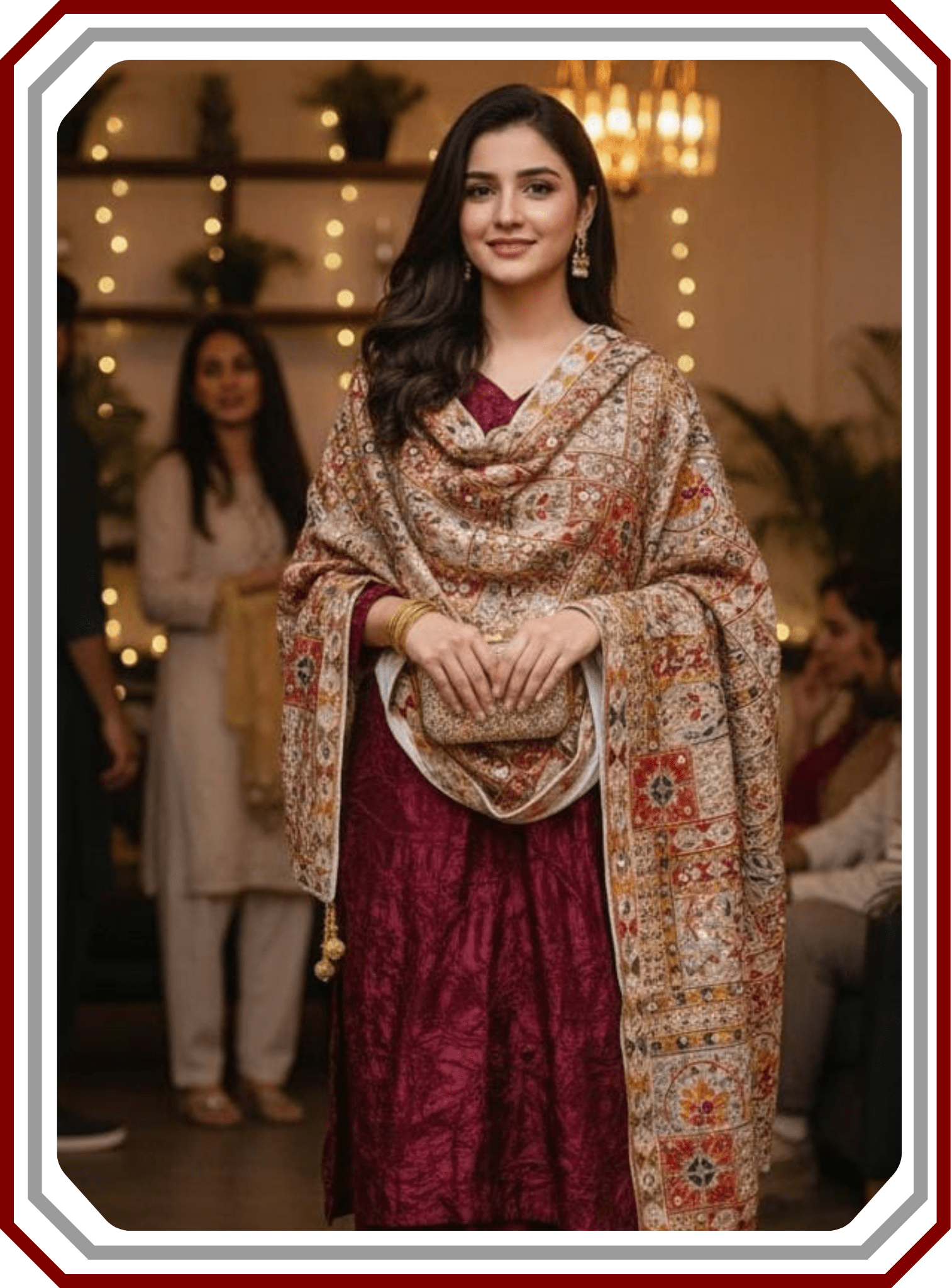 Bakhtawar Organza Dupatta - Mirror, Sheesha & Tassel Work