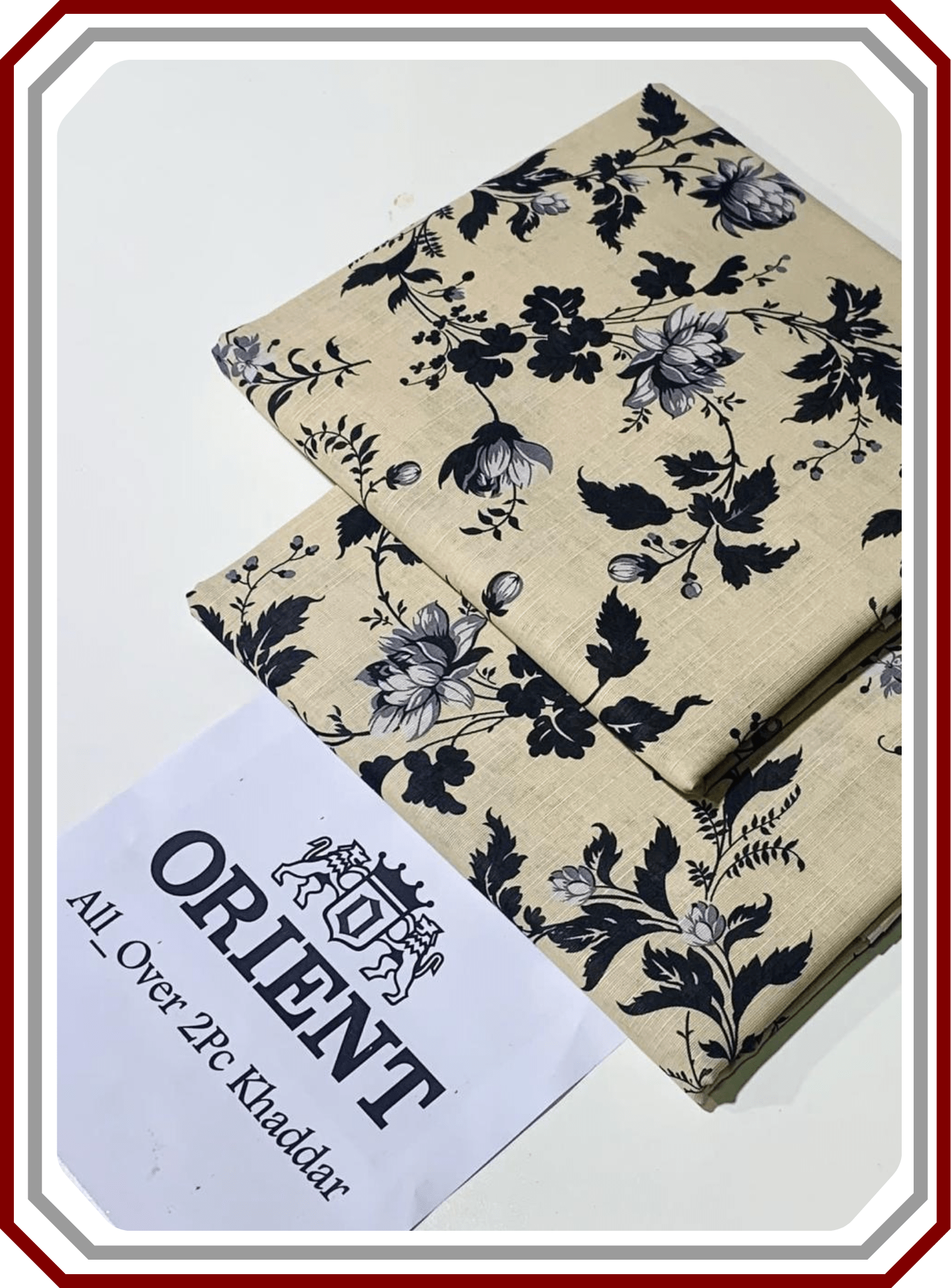 ORIENTS Printed Khaddar 2PC Unstitched Suit for Women - Pehna Textile