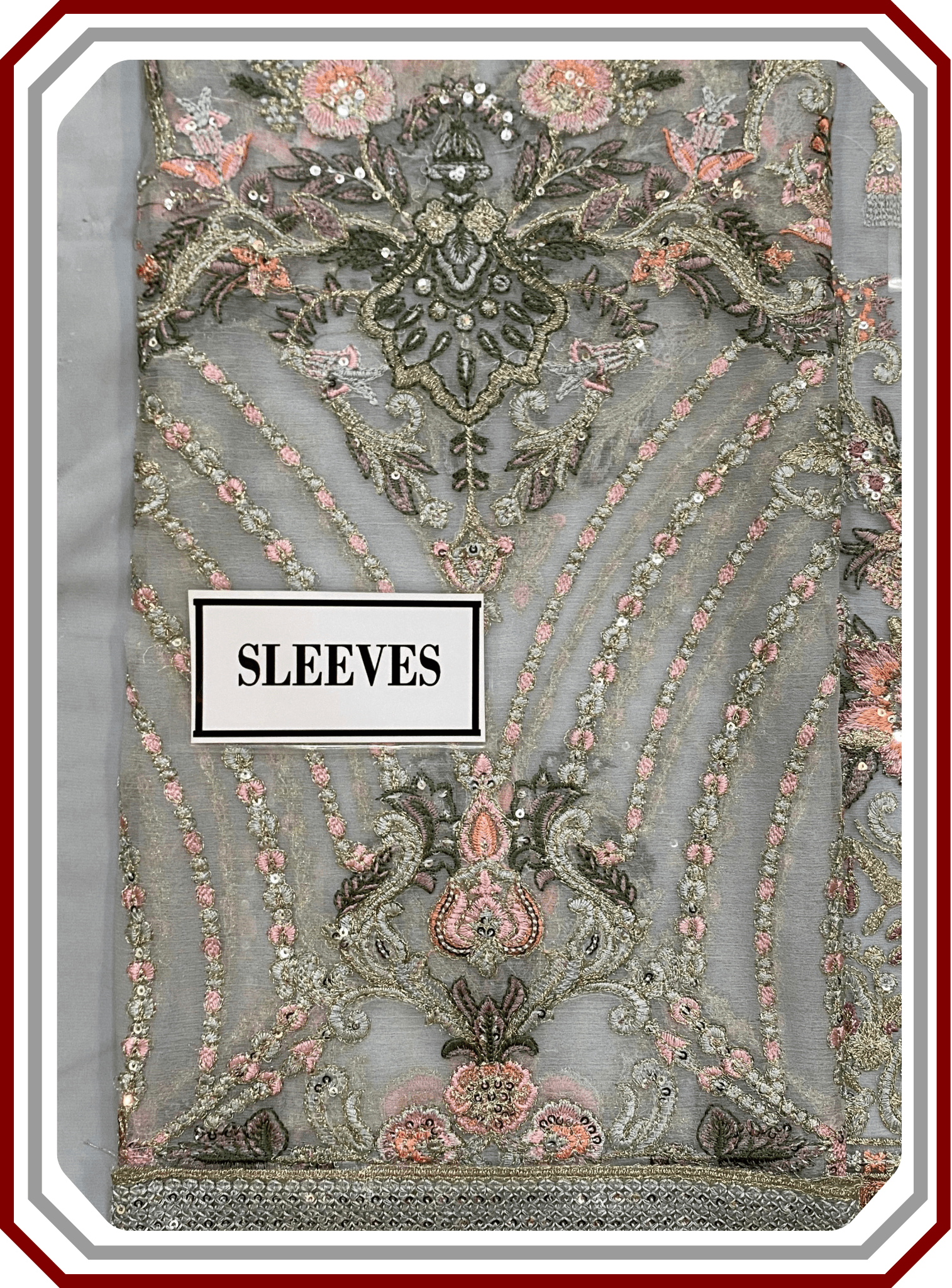 Baroque 3 - Piece Unstitched Semi Pure Chiffon Suit – Malai Crape Trouser - Pehna Textile