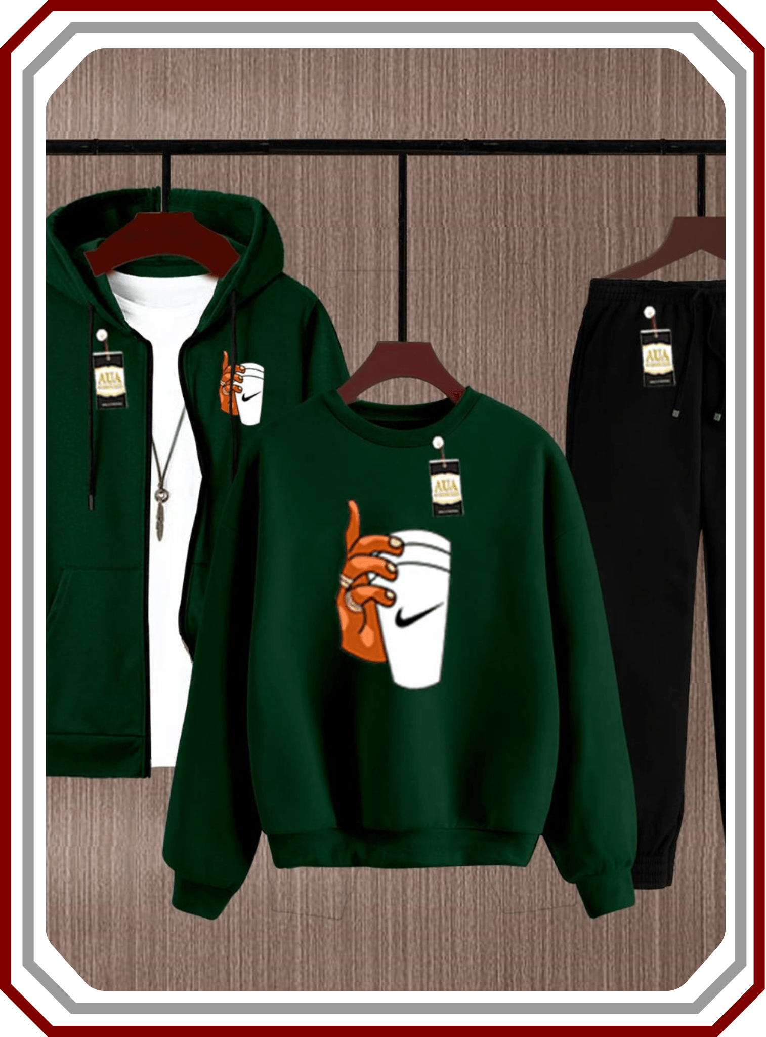 Men's Premium 3 - Piece Fleece Winter Kit - Zipper, Sweatshirt & Trouser Ensemble - Pehna Textile