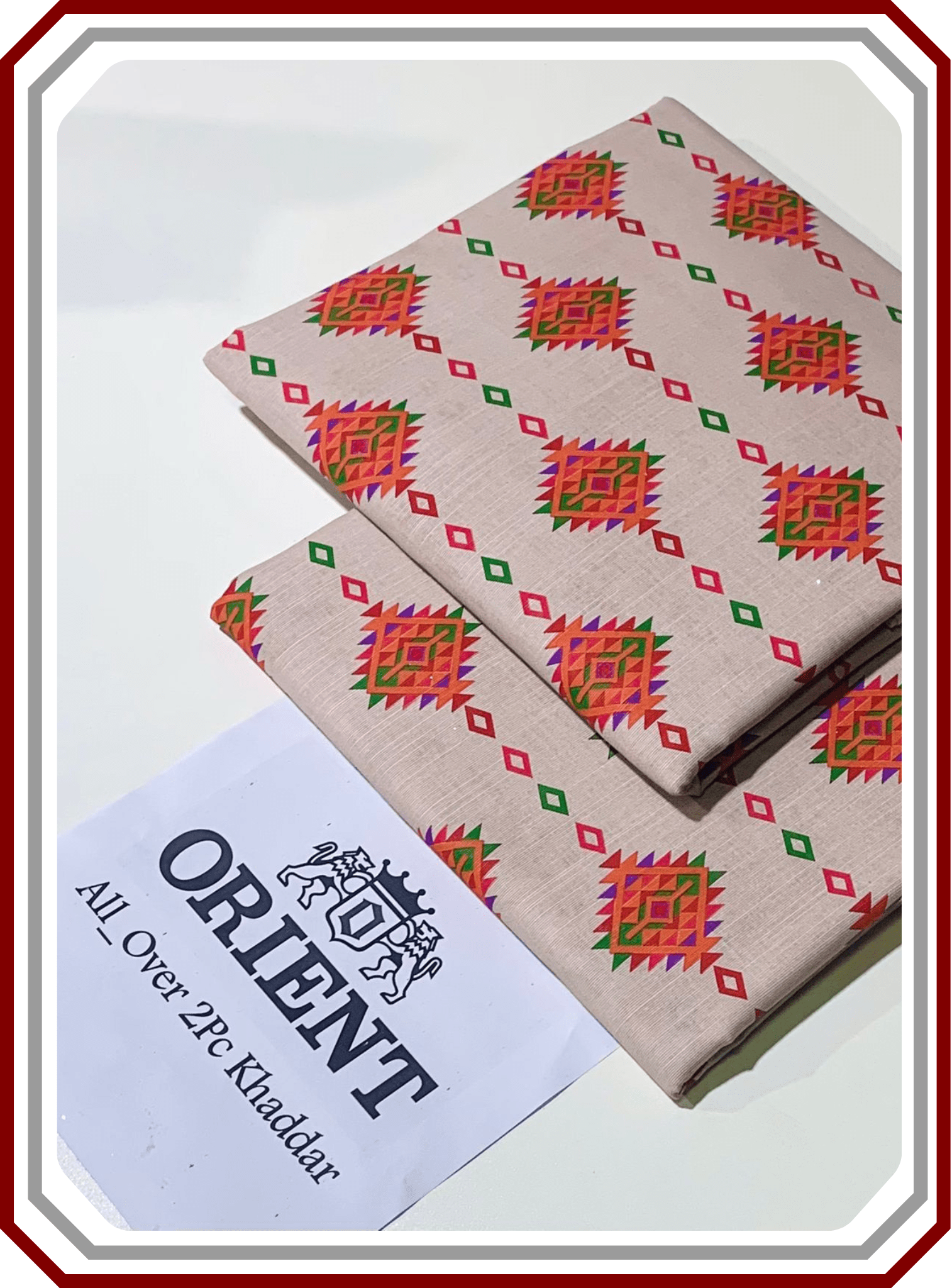 ORIENTS Printed Khaddar 2PC Unstitched Suit for Women - Pehna Textile