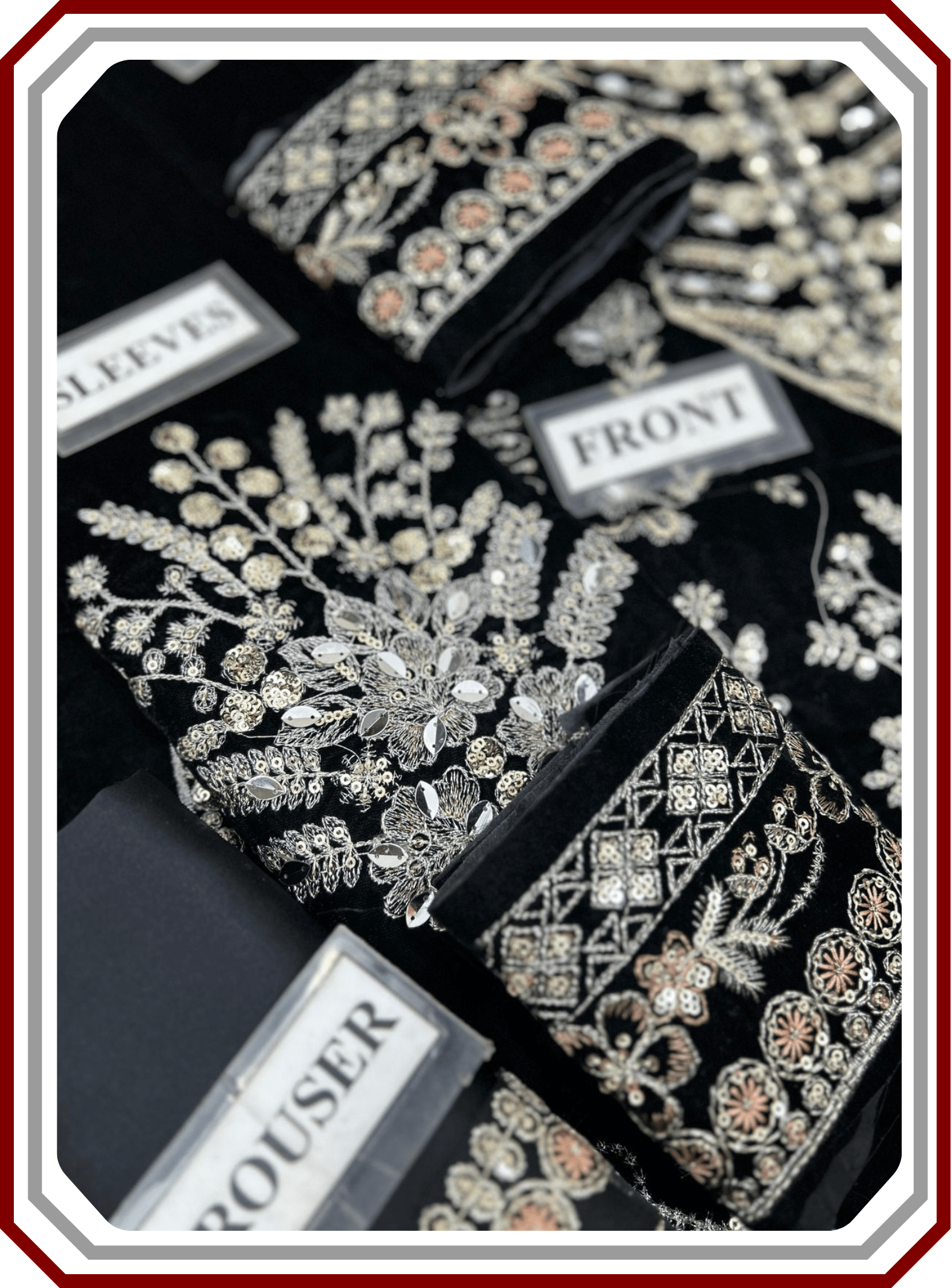 Aneelas Micro 9000 Velvet Suit - Handwork & Chiffon Dupatta - Pehna Textile