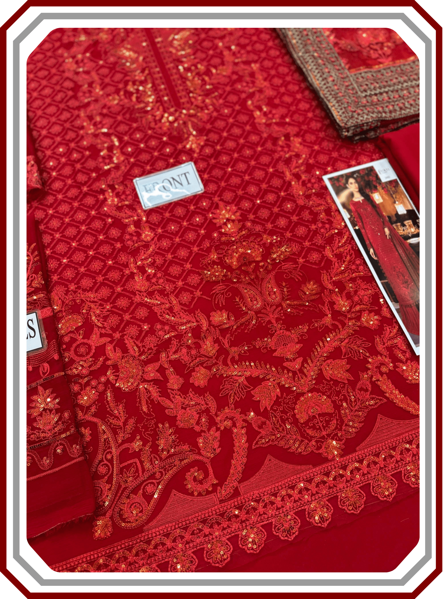 Iznik Chiffon Embroidered Luxury Unstitched Suit – Design 2493 - Pehna Textile