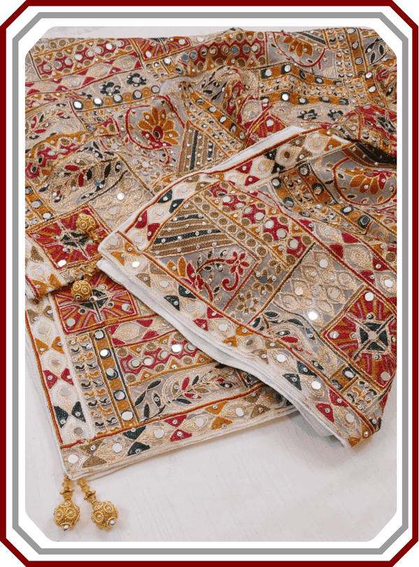 Bakhtawar Organza Dupatta - Mirror, Sheesha & Tassel Work
