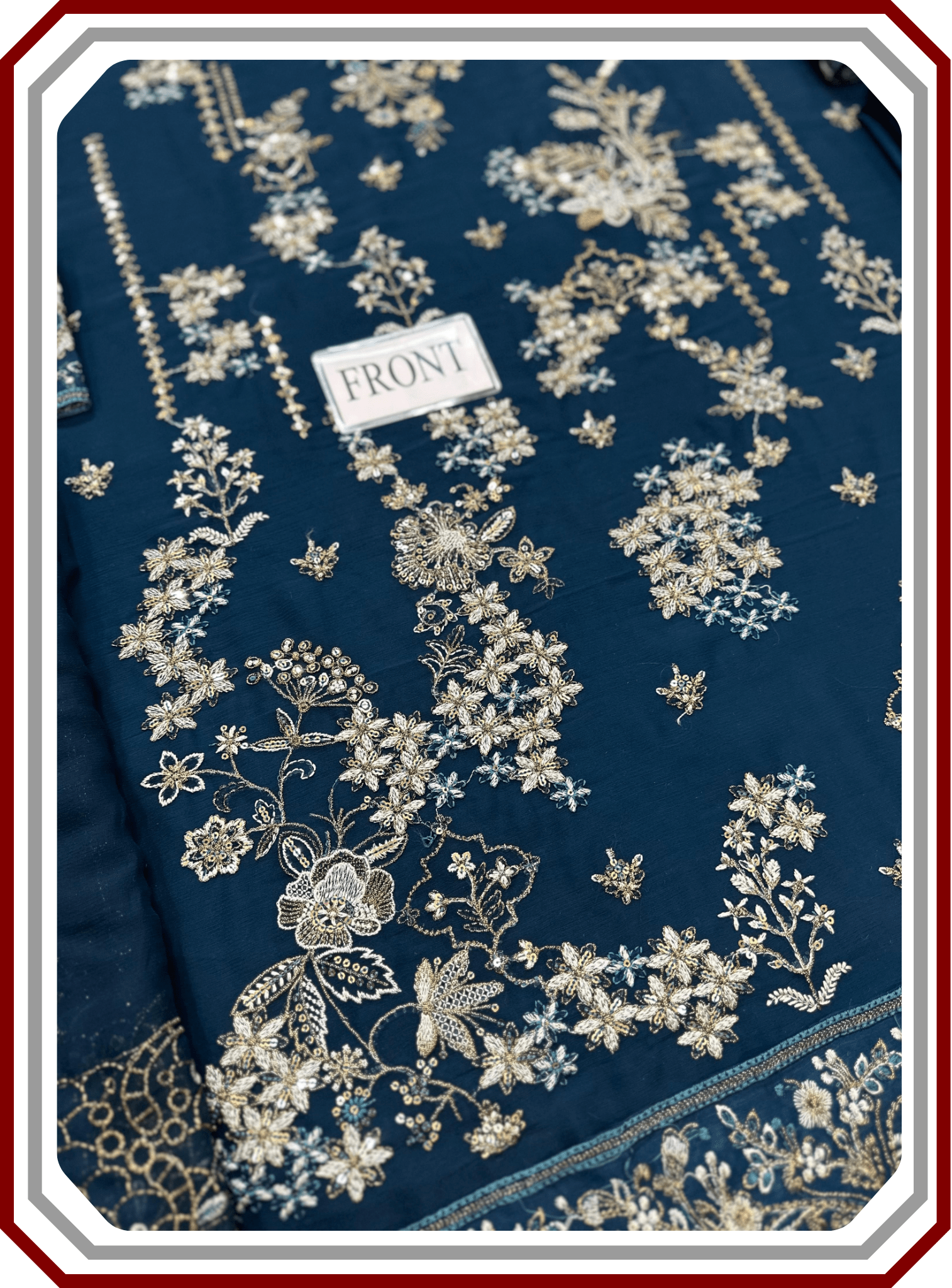 Ramsha Luxury Embroidered Chiffon Suit with Inner - Design 2494 (Unstitched) - Pehna Textile