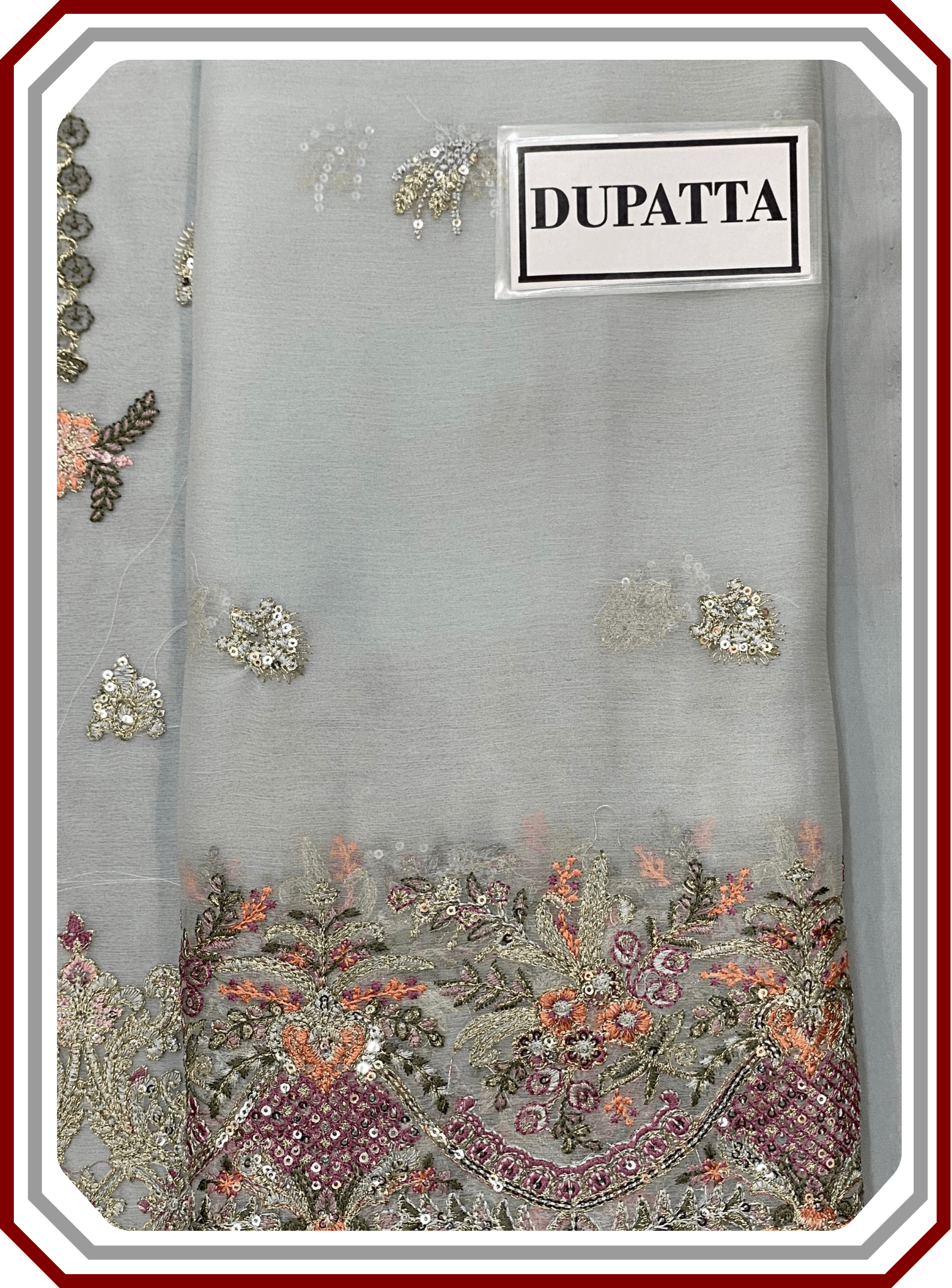 Baroque 3 - Piece Unstitched Semi Pure Chiffon Suit – Malai Crape Trouser - Pehna Textile