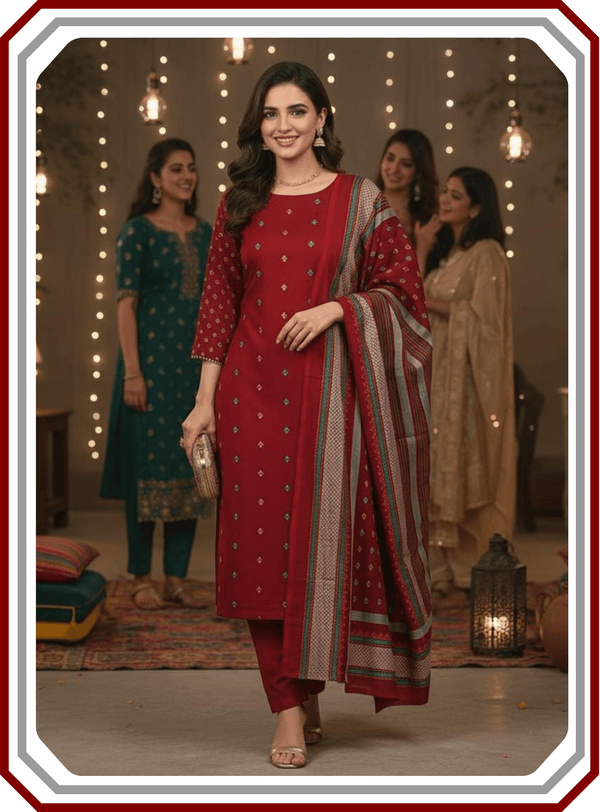 Premium Susi Jacquard Winter 3 - Piece Unstitched Suit (Luxury Fabric) - Pehna Textile