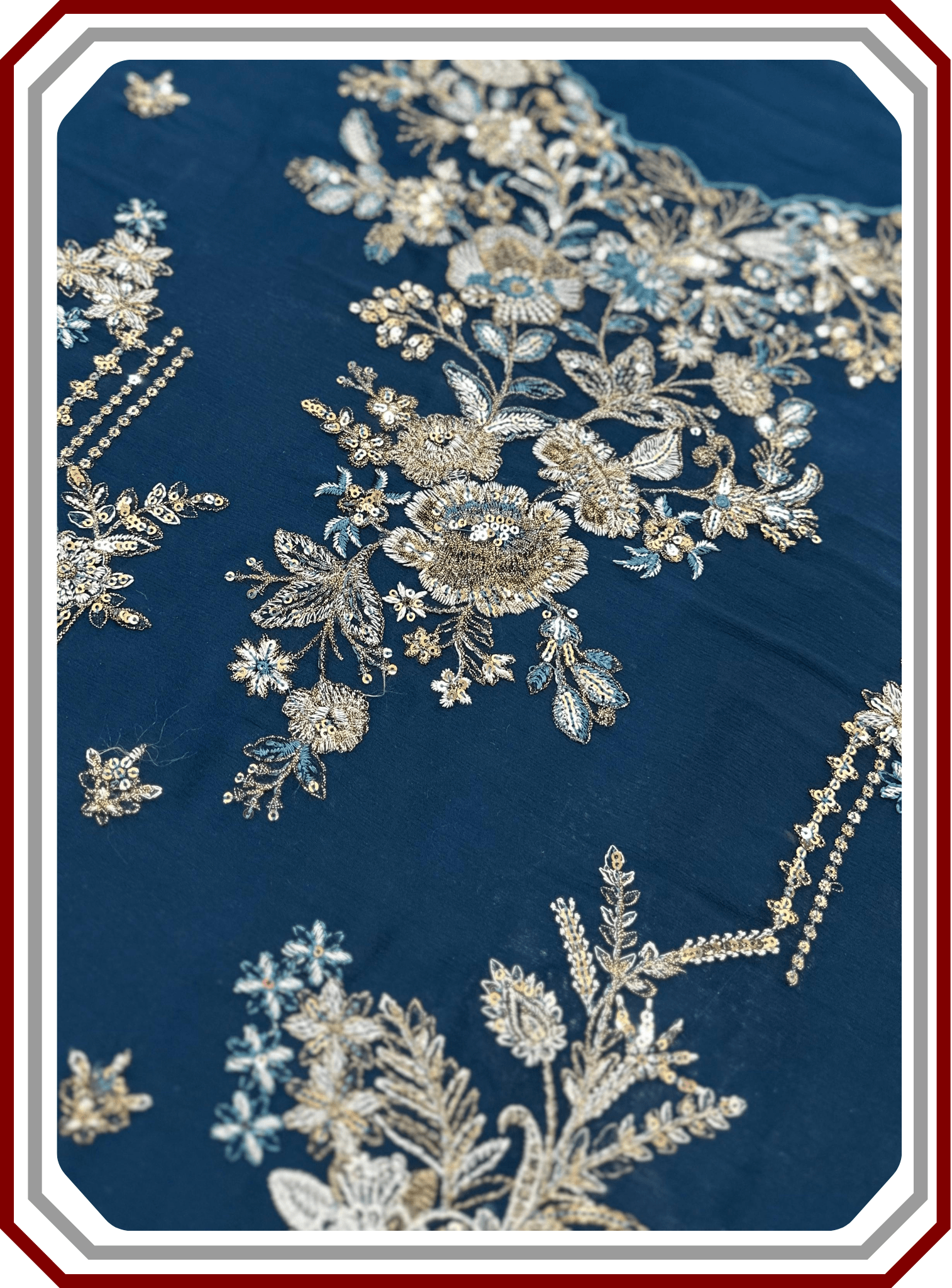 Ramsha Luxury Embroidered Chiffon Suit with Inner - Design 2494 (Unstitched) - Pehna Textile