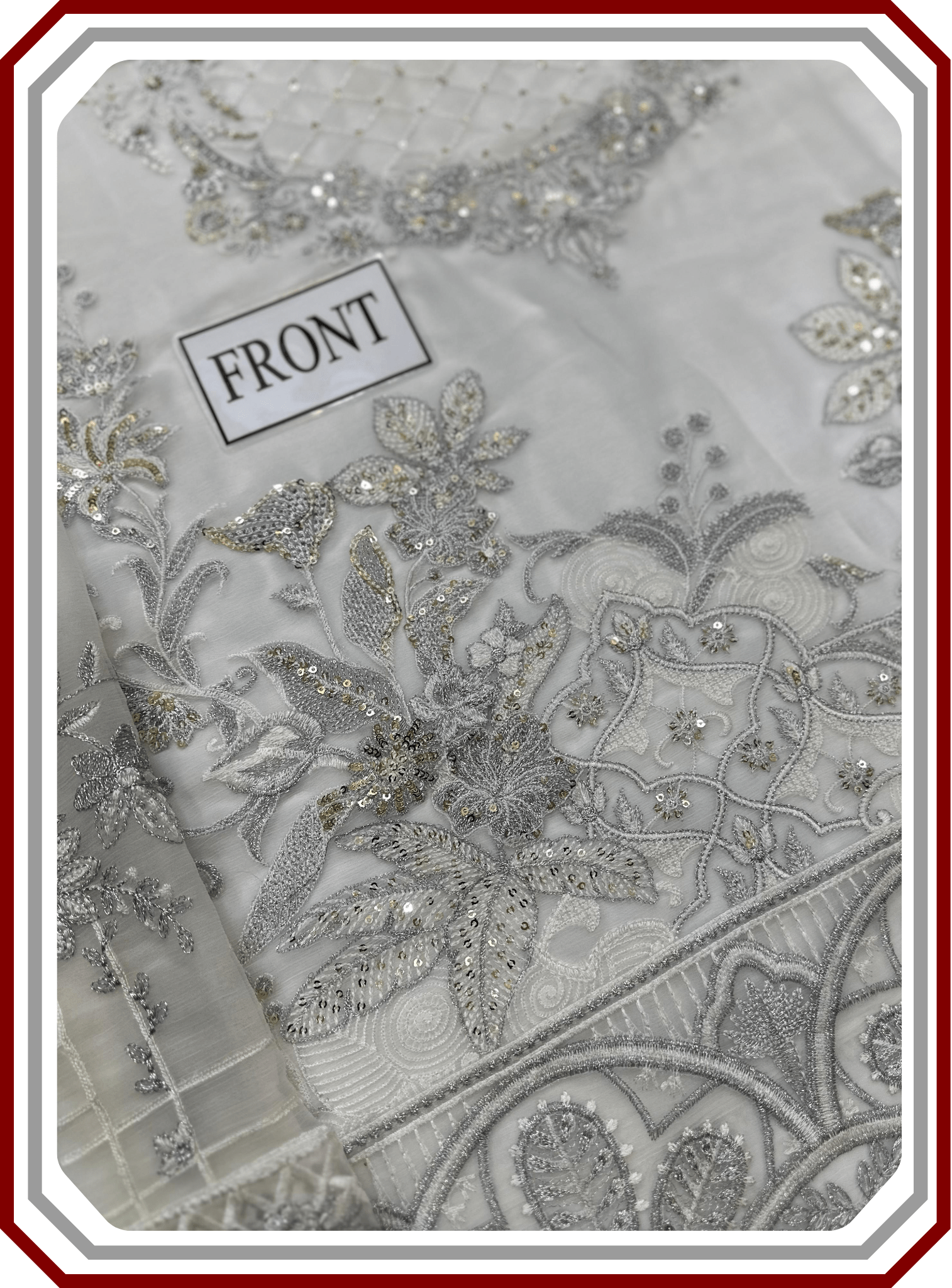 Ramsha Luxury Embroidered Chiffon Suit with Inner - Design 2485 (Unstitched) - Pehna Textile