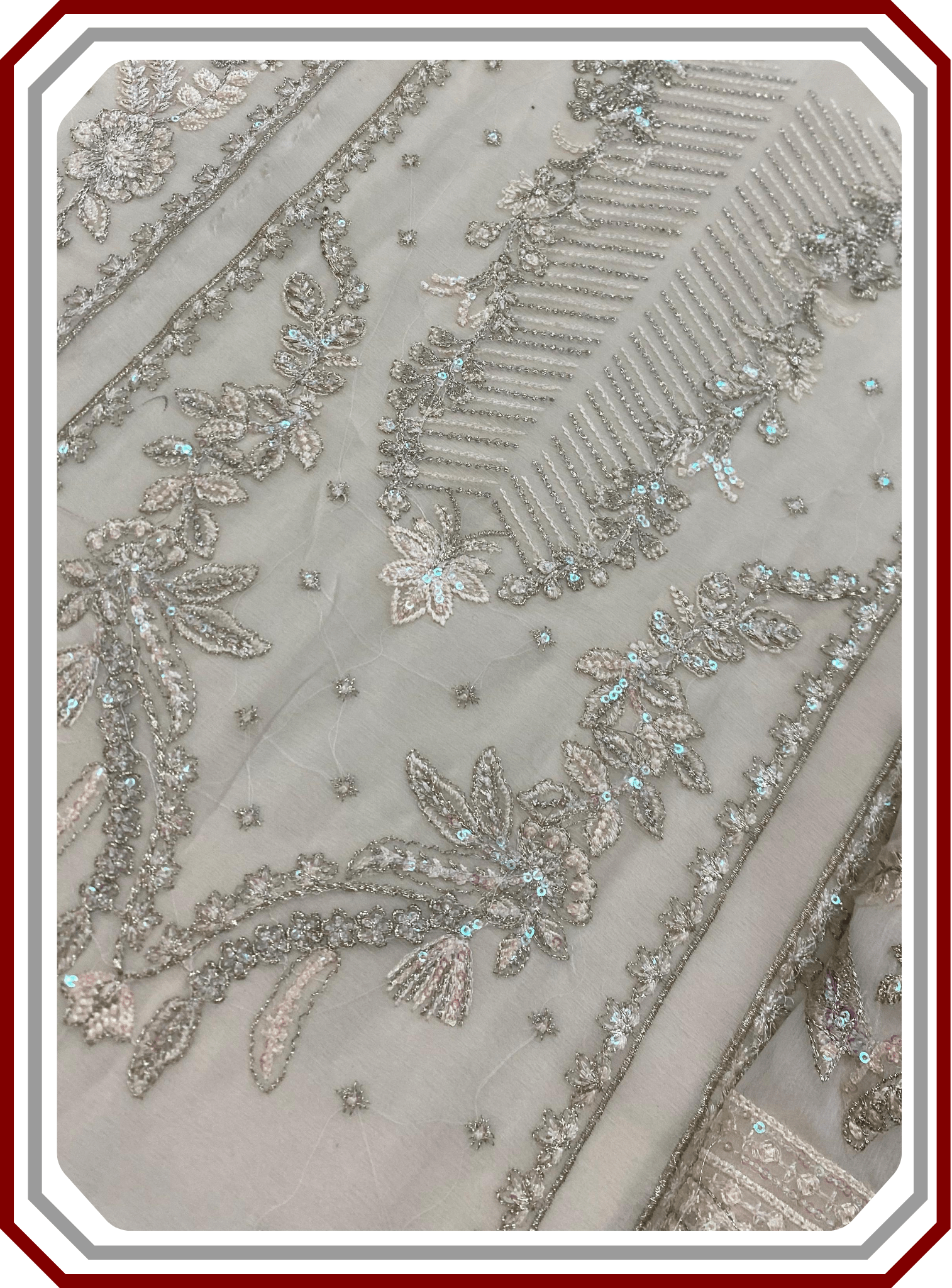 Gulaal Luxury Embroidered Sequinned Chiffon Suit with Inner - Design 2302 (Unstitched) - Pehna Textile