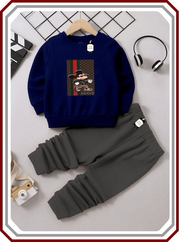 Kids Winter Fleece Sweatshirt & Trouser Tracksuit (6 Months - 10 Years) - Pehna Textile