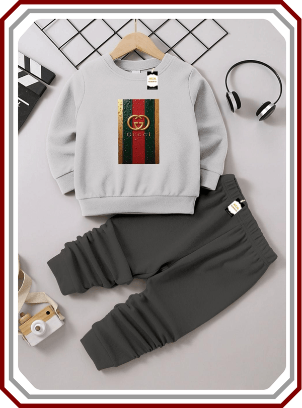 Kids Fleece Winter Lounge Suit - Sweatshirt & Trouser (6M - 10Y) - Pehna Textile