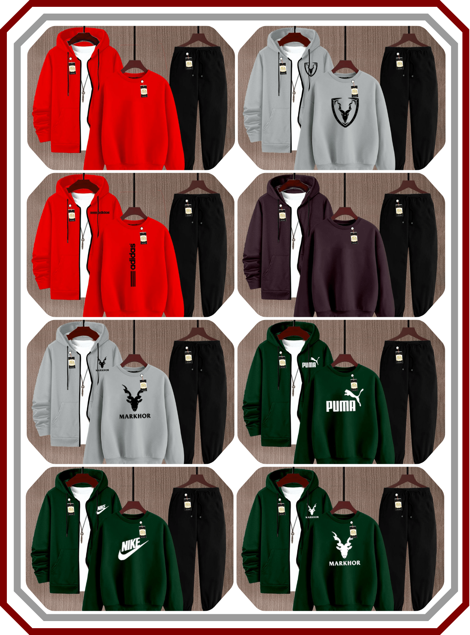 Men's 3 Piece Fleece Winter Suit - Zipper Hoodie, Sweatshirt & Trouser Set 2025 - Pehna Textile