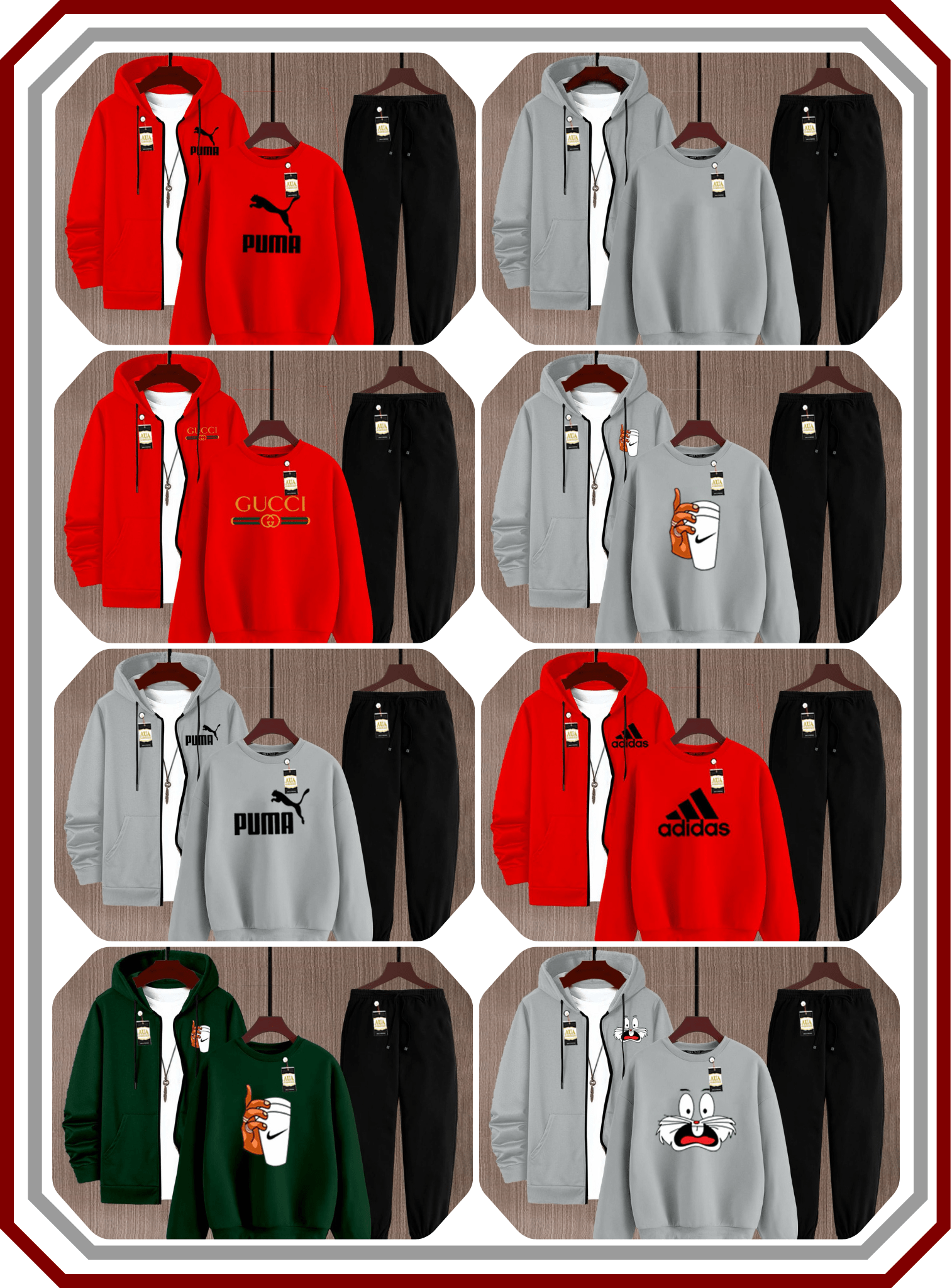 Men's Premium 3 - Piece Fleece Winter Kit - Zipper, Sweatshirt & Trouser Ensemble - Pehna Textile