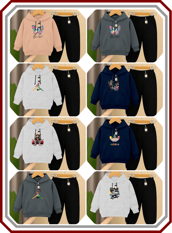 Kids Winter Fleece Hoodie & Trouser Set - Warm 2 - Piece Suit (Age 2 - 10 Years) - Pehna Textile