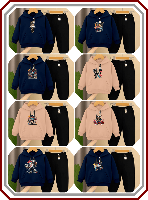 Kids Warm Fleece Pullover Hoodie & Trouser Suit (Age 2 - 10 Years) - Pehna Textile