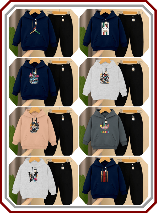 Kids Essential Fleece Lounge Set - Hoodie & Trouser (Age 2 - 10 Years) - Pehna Textile